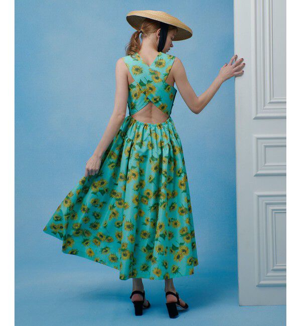 LOULOU WILLOUGHBY「【LOULOU WILLOUGHBY】サンフラワープリントバッククロスワンピース」|ワンピース|