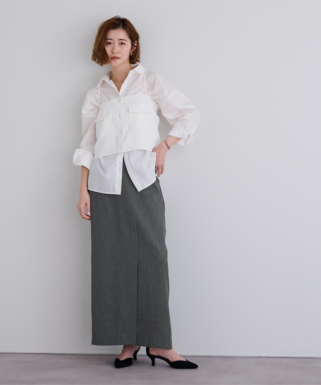 ur's「ﾗｯﾌﾟﾃﾞｻﾞｲﾝIﾗｲﾝｽｶｰﾄ」|スカート|