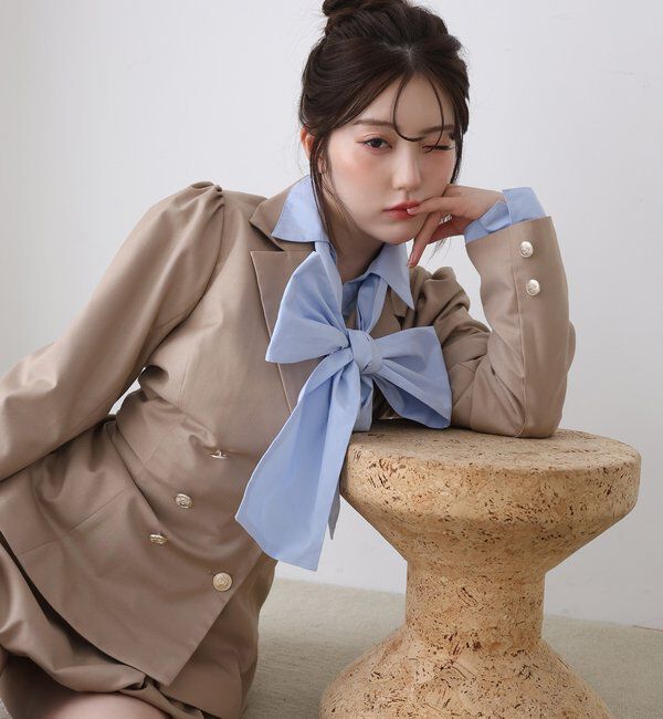  「後ろレースアップテーラードジャケット/SM展開」|ダウンベスト・ベスト|