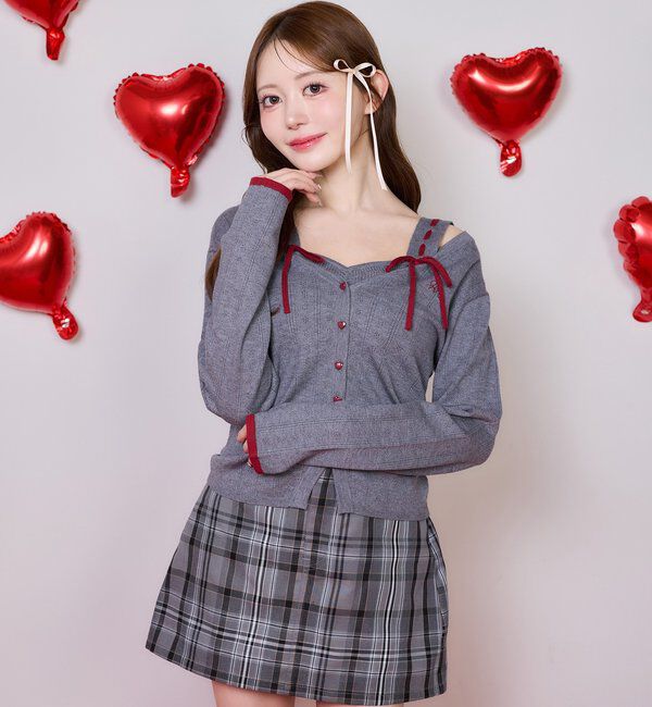  「【Heart collection】ハートボタンビスチェセットカーディガン」|ニット・セーター|