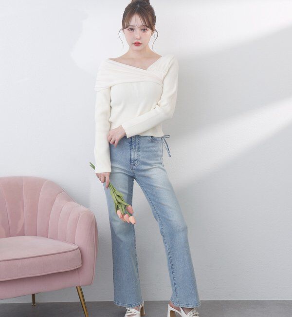  「異素材ドッキングオフショルニット」|ニット・セーター|