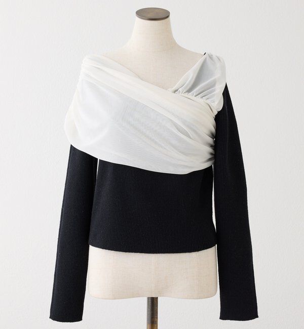  「異素材ドッキングオフショルニット」|ニット・セーター|