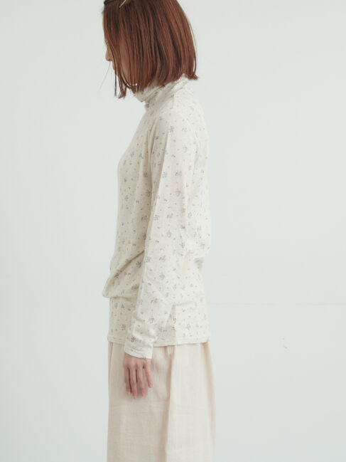 Samansa Mos2「【吸湿発熱】ベア天花柄タートルネックインナー」|Tシャツ・カットソー|