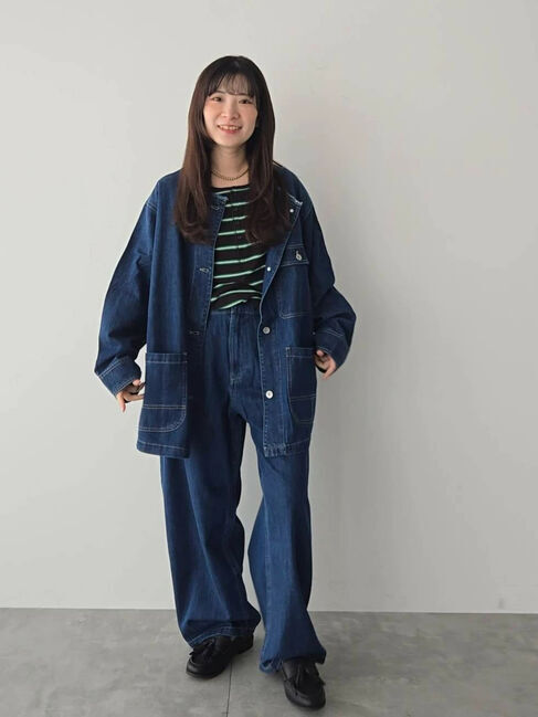 Samansa Mos2「デニムカバーオール」|ブルゾン・スタジャン|