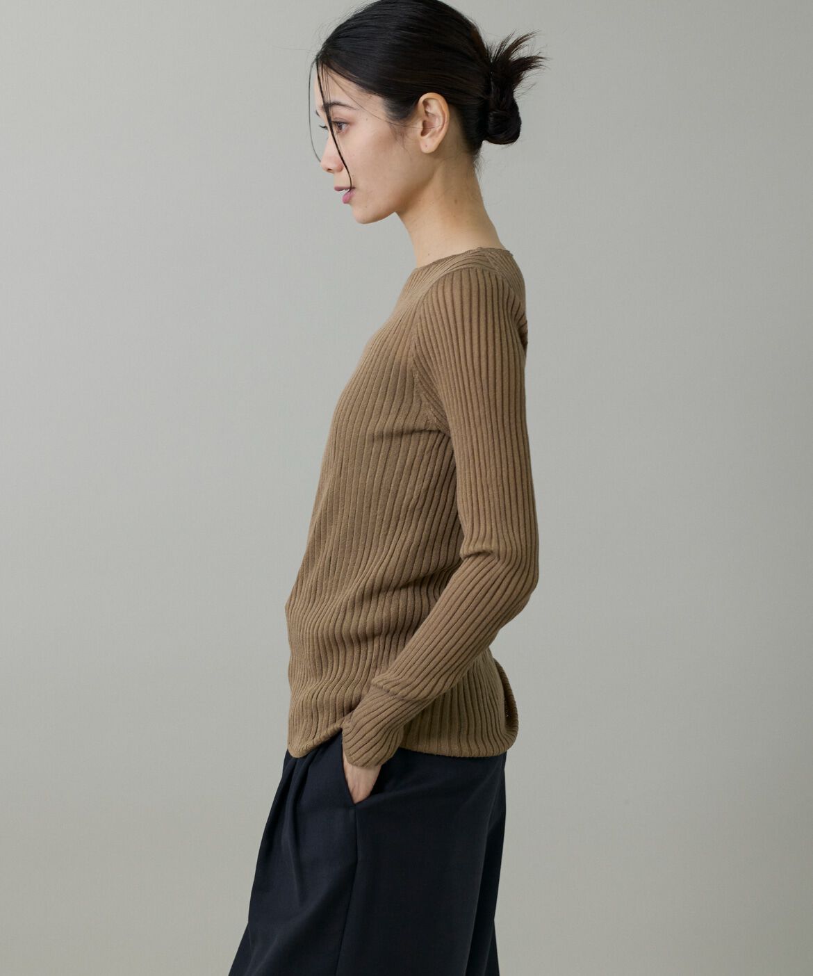 INED「ワイドリブボートネックニット」|ニット・セーター|
