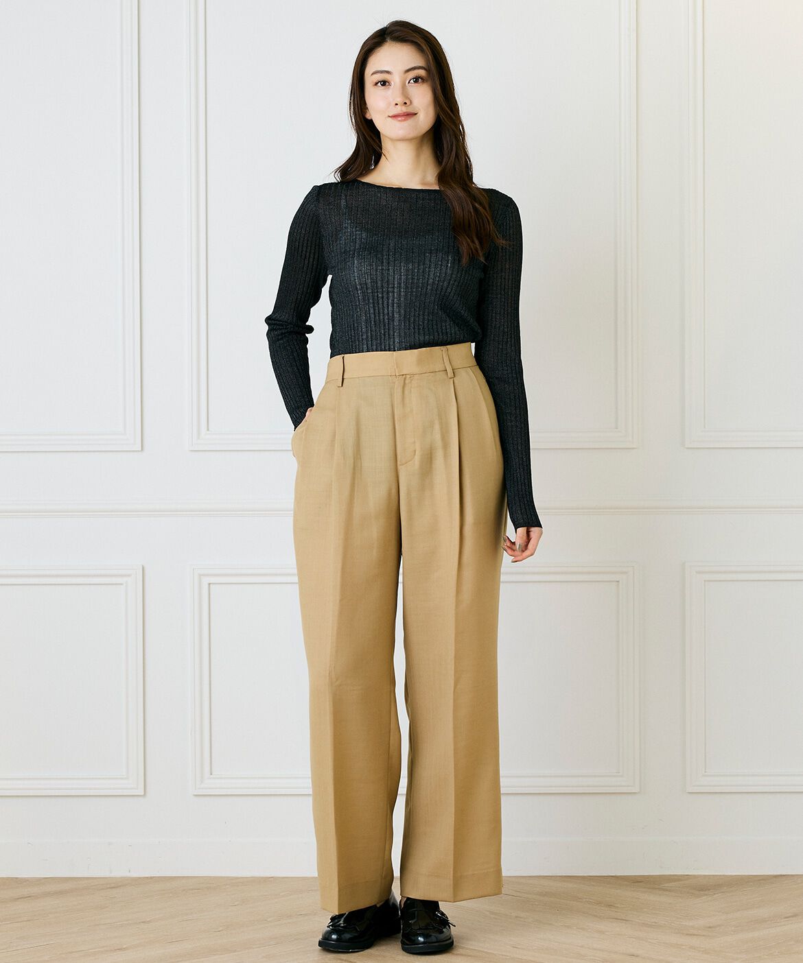 INED「ワイドリブボートネックニット」|ニット・セーター|