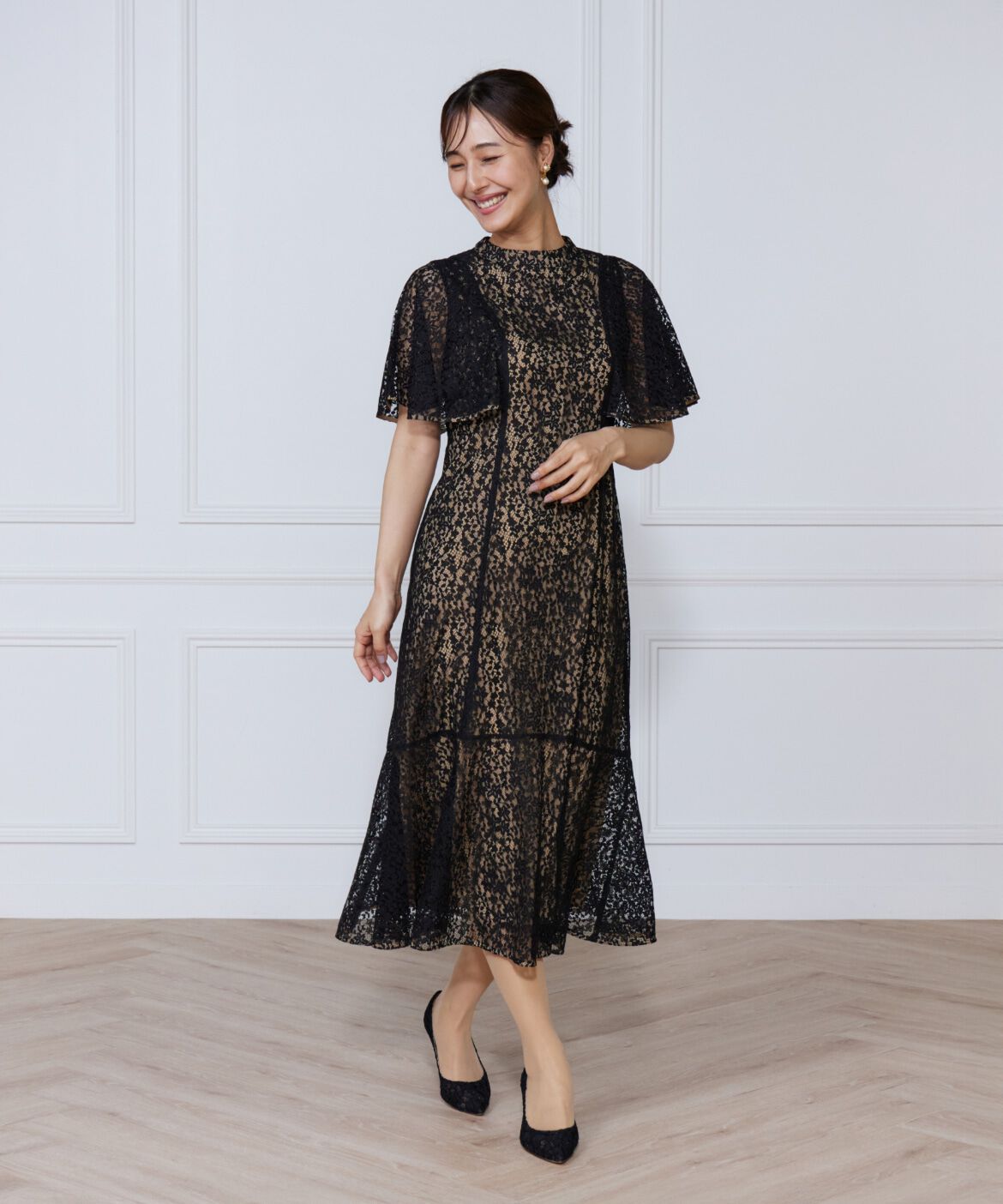 ef-de Black「配色レースマーメイドワンピース」|ワンピース|