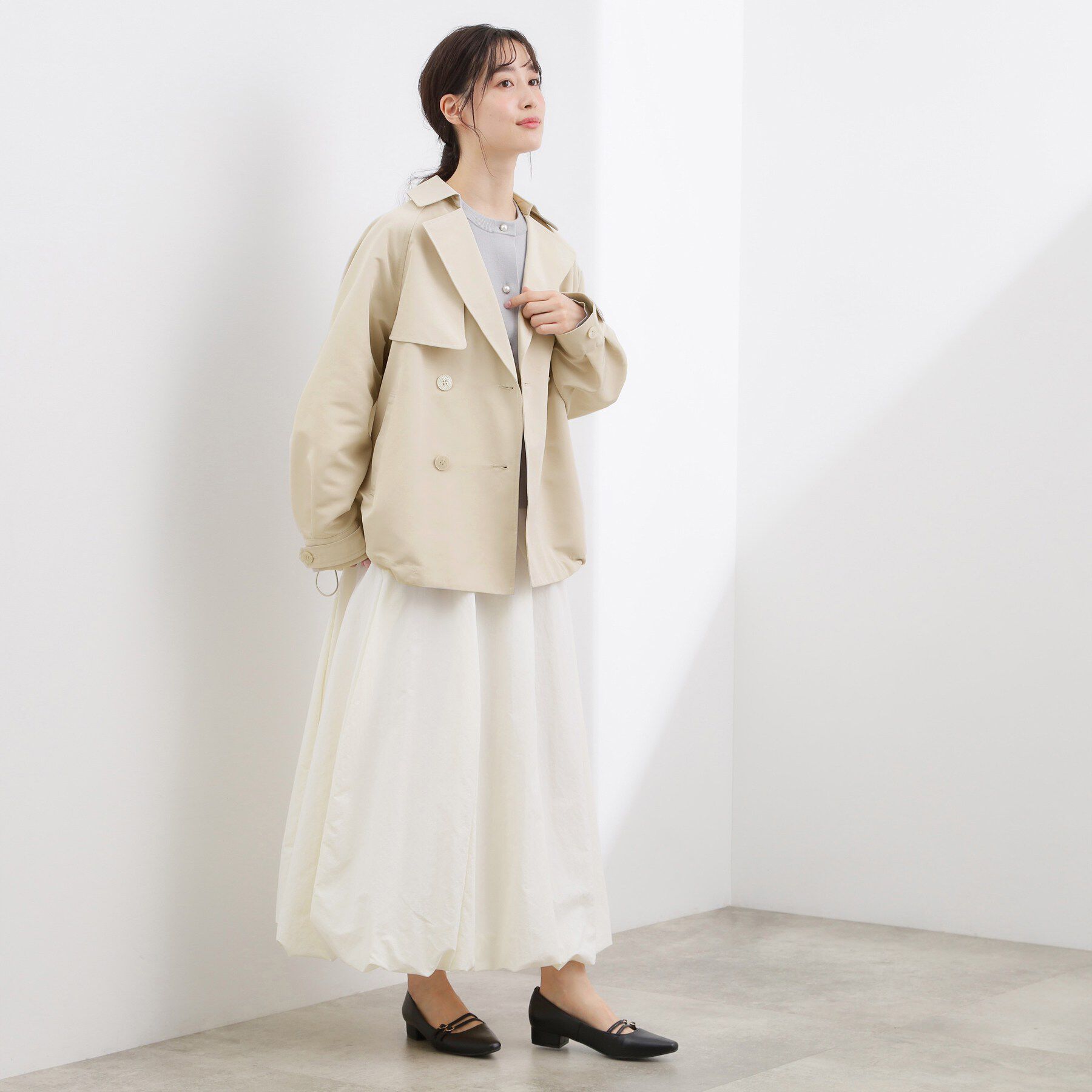 grove「【撥水／シルエット2WAY】軽やかミドルトレンチコート」|トレンチコート|
