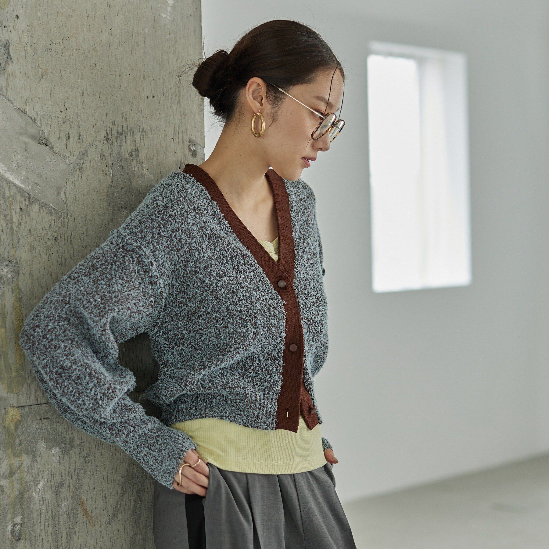 GALLEST「ファンシーヤーンVネックカーディガン」|カーディガン|