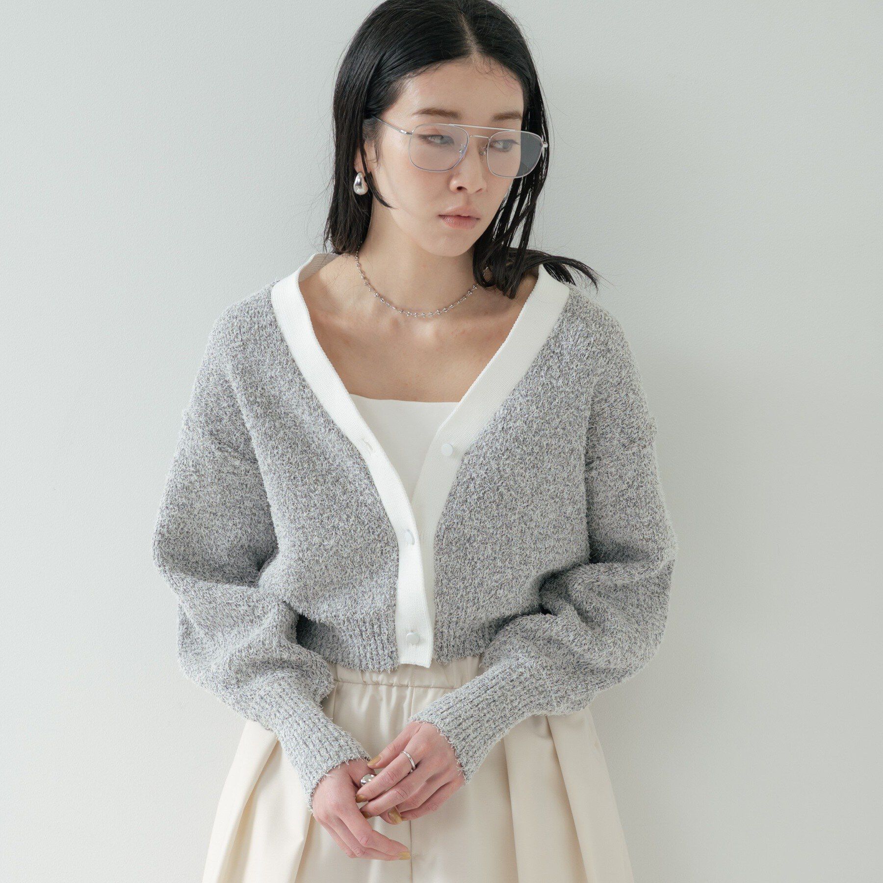 GALLEST「ファンシーヤーンVネックカーディガン」|カーディガン|