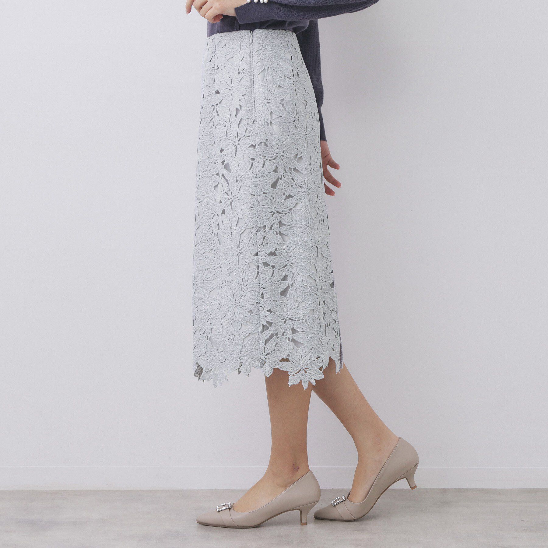 index「フラワーレースタイトスカート【洗濯機OK】《XS～3L》」|スカート|