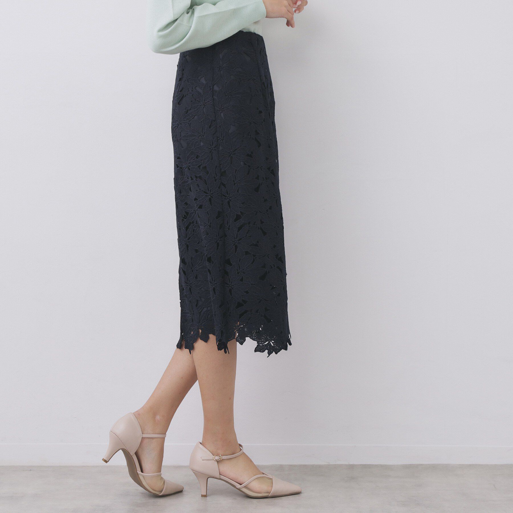 index「フラワーレースタイトスカート【洗濯機OK】《XS～3L》」|スカート|