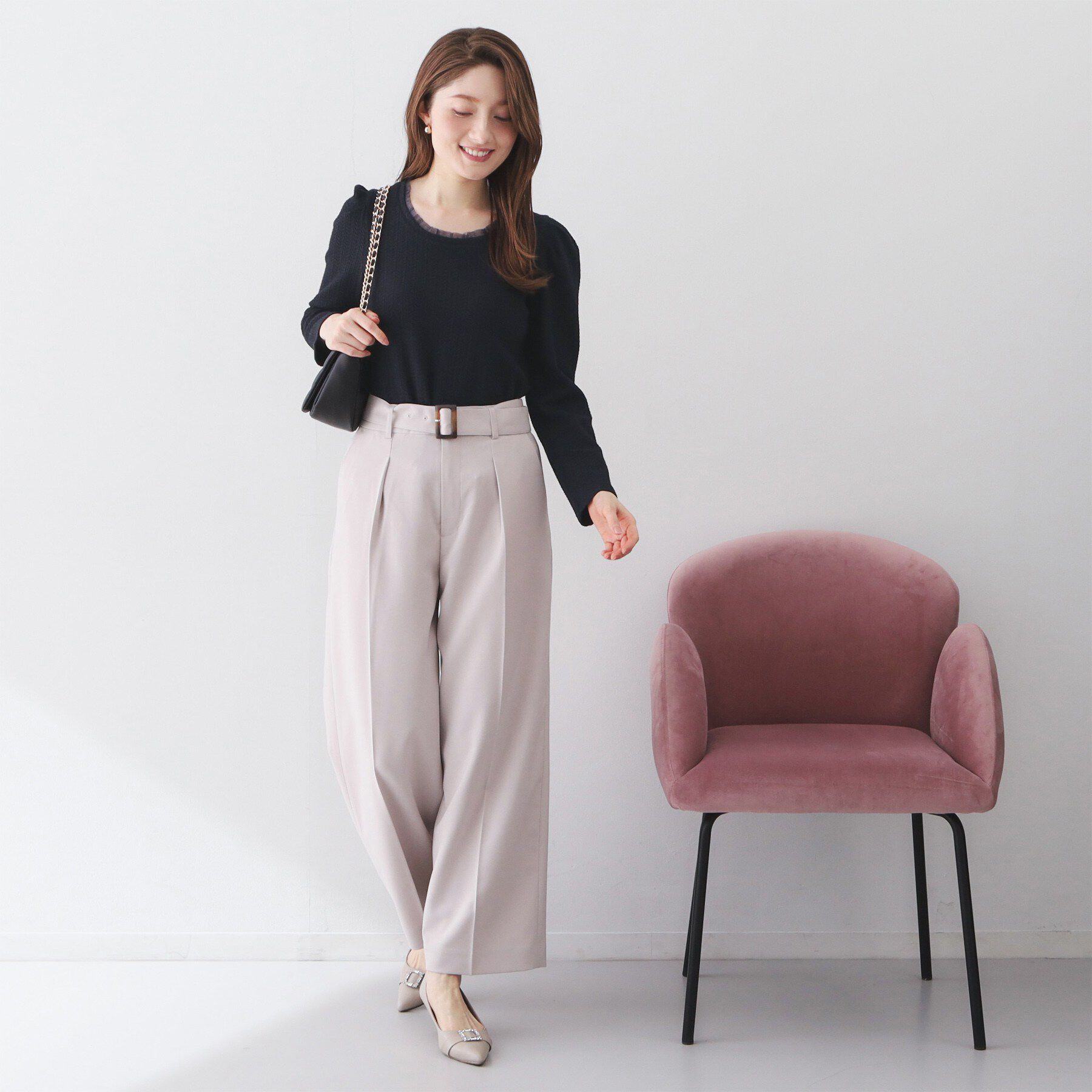 index「衿チュールデザインケーブルジャガードトップス【洗濯機OK】」|Tシャツ・カットソー|