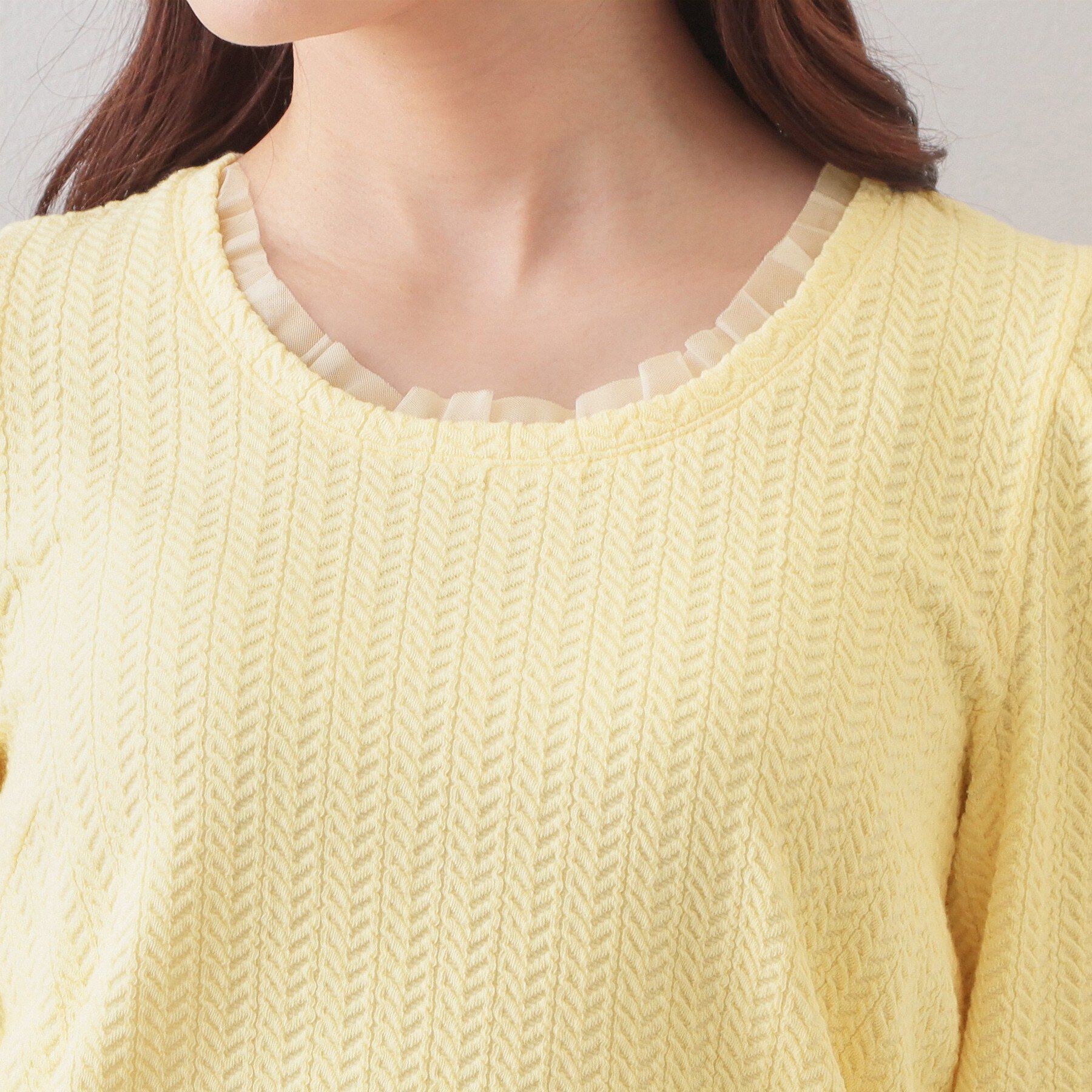 index「衿チュールデザインケーブルジャガードトップス【洗濯機OK】」|Tシャツ・カットソー|