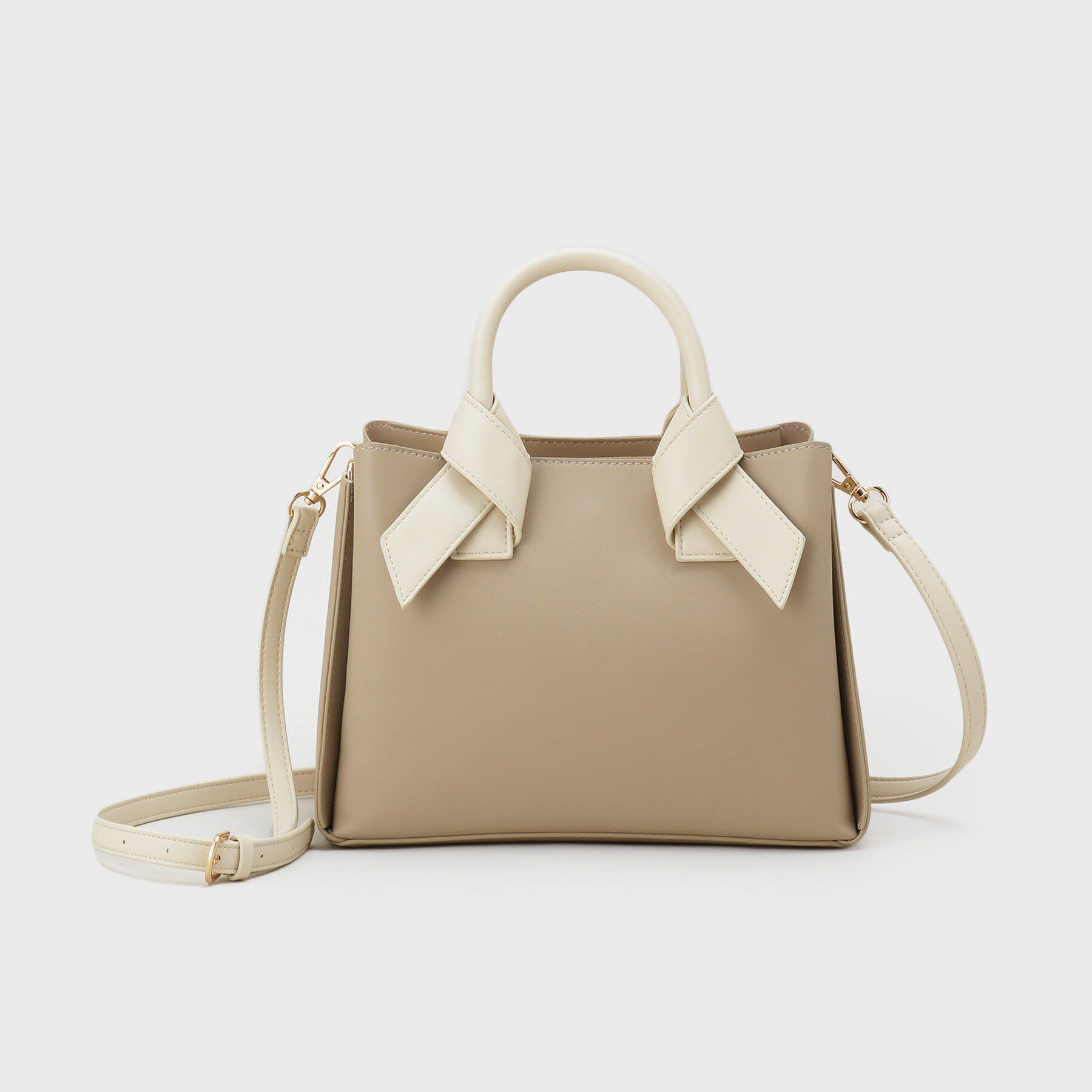 index「2WAYバイカラーリボンハンドル合皮ミドルトートバッグ」|トートバッグ|