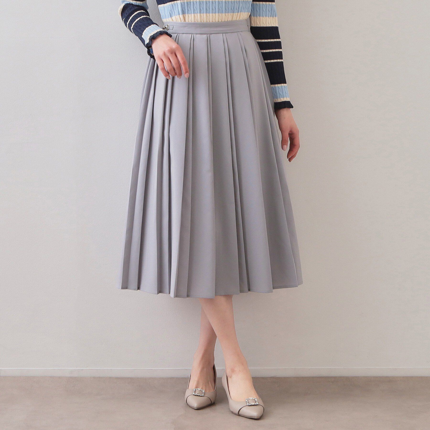 index「ビット付きダブルプリーツスカート【洗濯機OK/イージーアイロン】」|スカート|