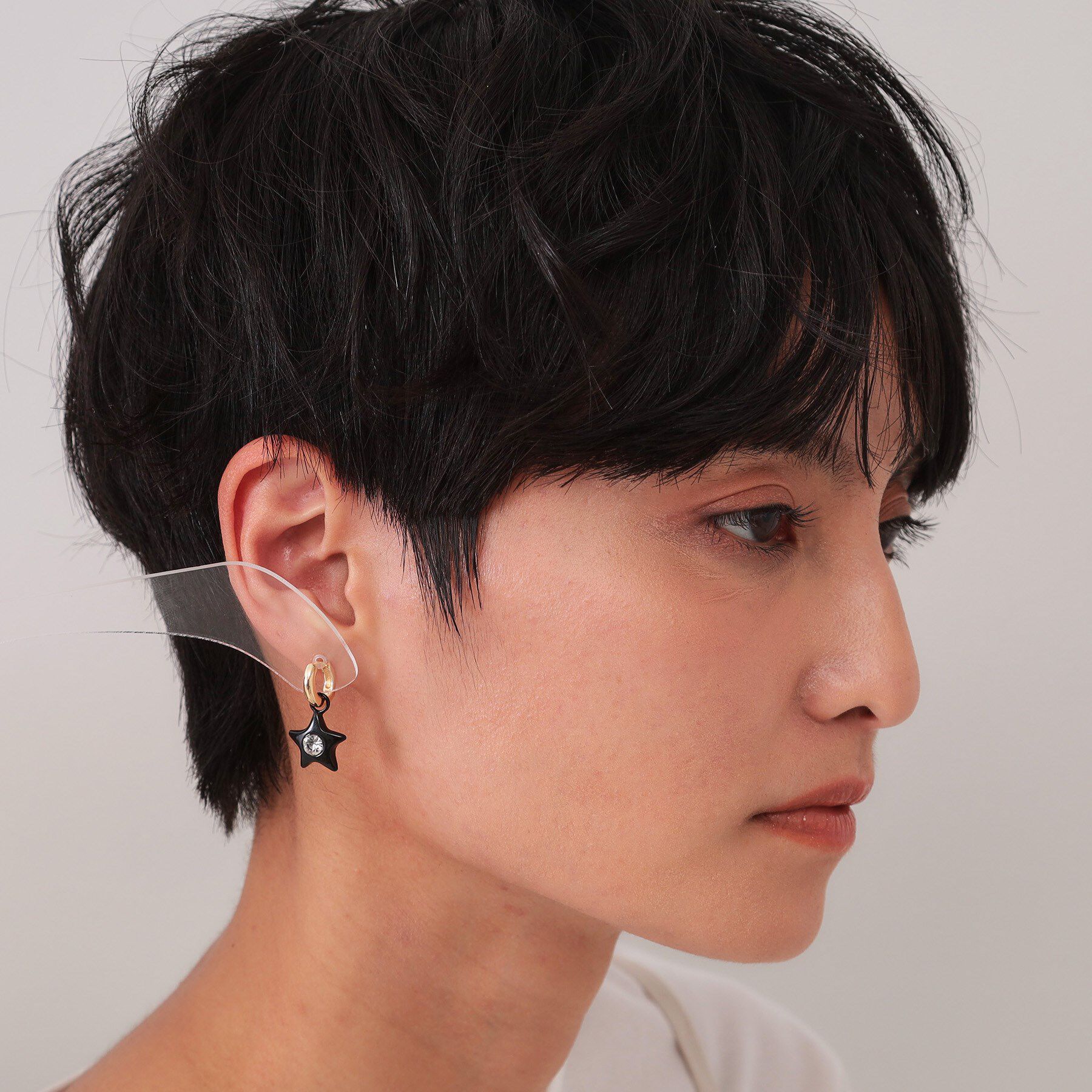 OPAQUE.CLIP「ブラック&times;ビジュー モチーフピアス」|ピアス|