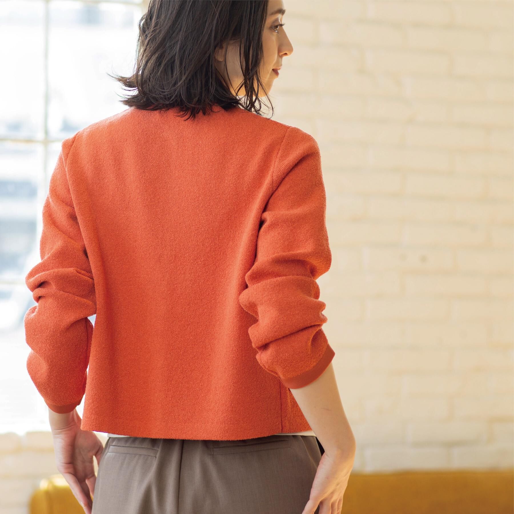 OPAQUE.CLIP「ブークレ金ボタンニットカーディガン【洗濯機OK】」|カーディガン|