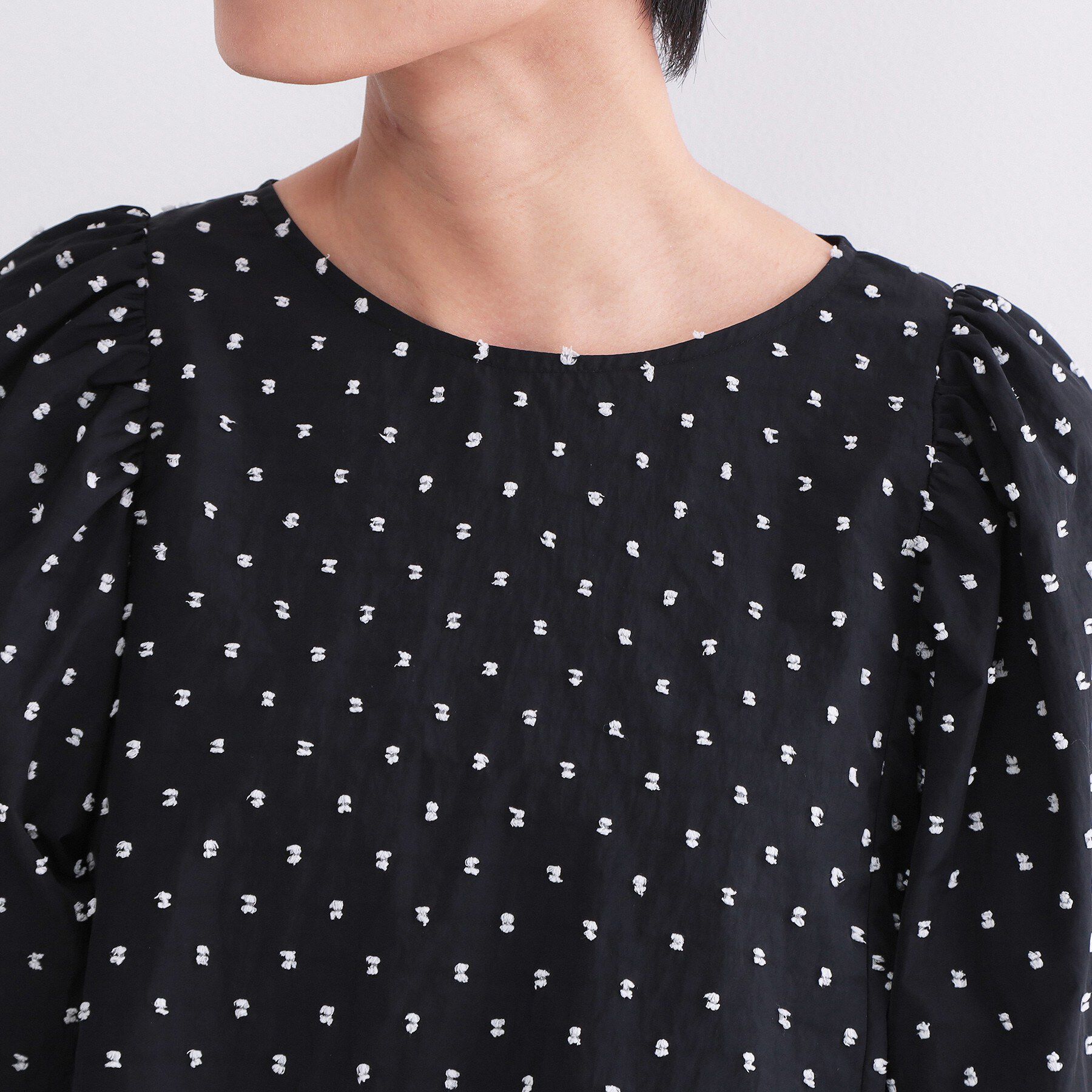 OPAQUE.CLIP「ドビードットパフスリーブブラウス【洗濯機OK】」|シャツ・ブラウス|