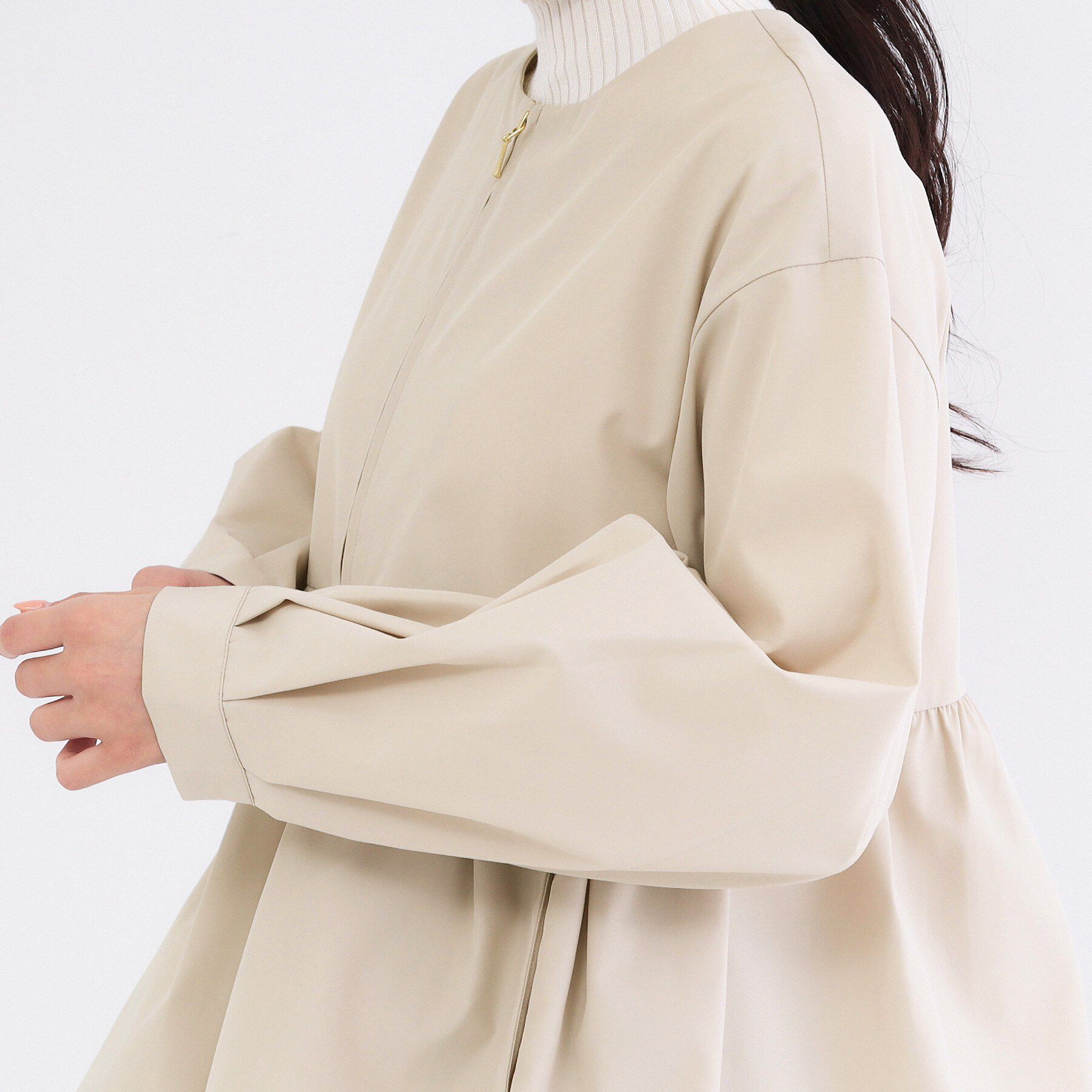 OPAQUE.CLIP「撥水ノーカラーペプラムブルゾン【洗濯機OK/抗ピル】」|ブルゾン・スタジャン|