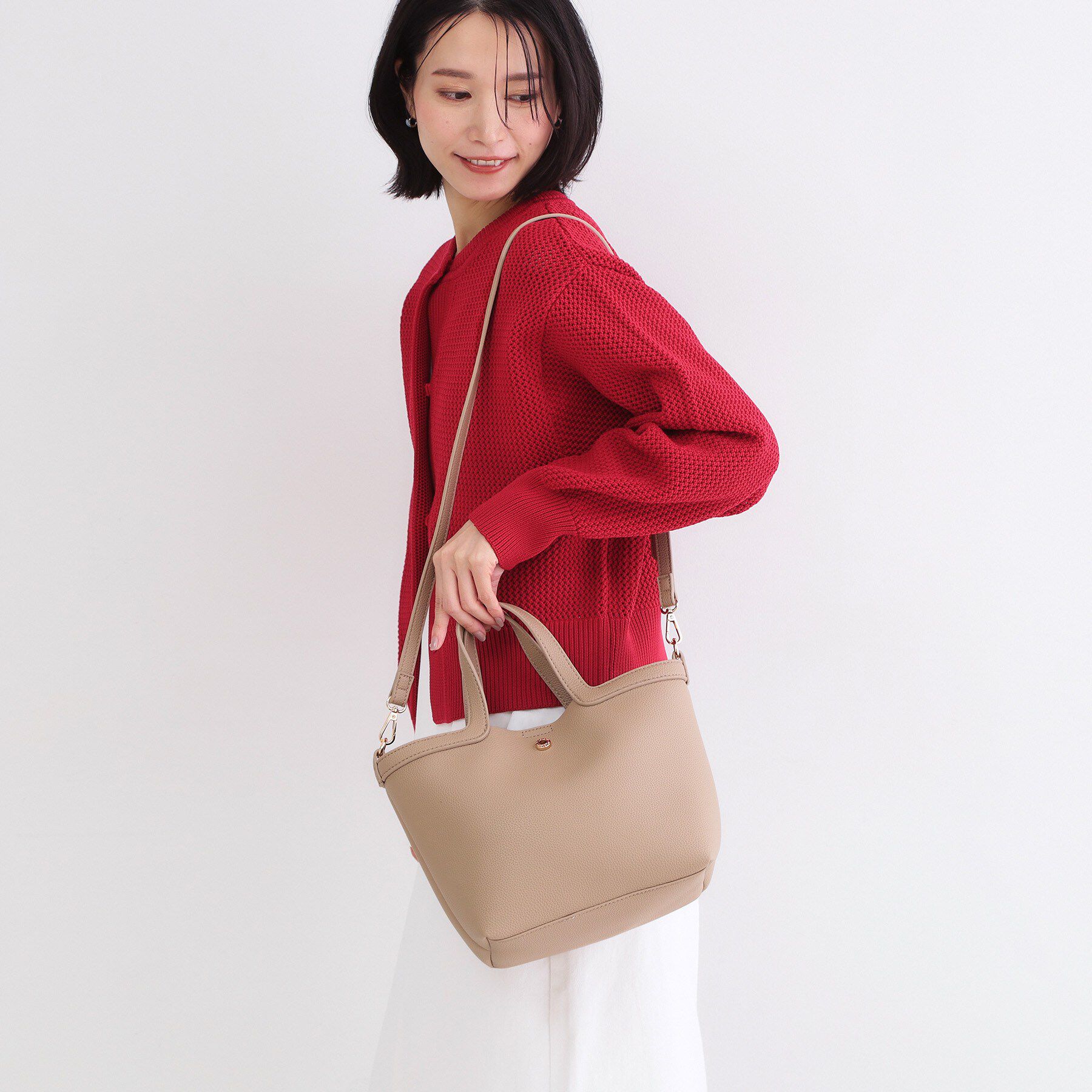 OPAQUE.CLIP「2WAY巾着付シュリンクミドルトート」|ショルダー・メッセンジャー|