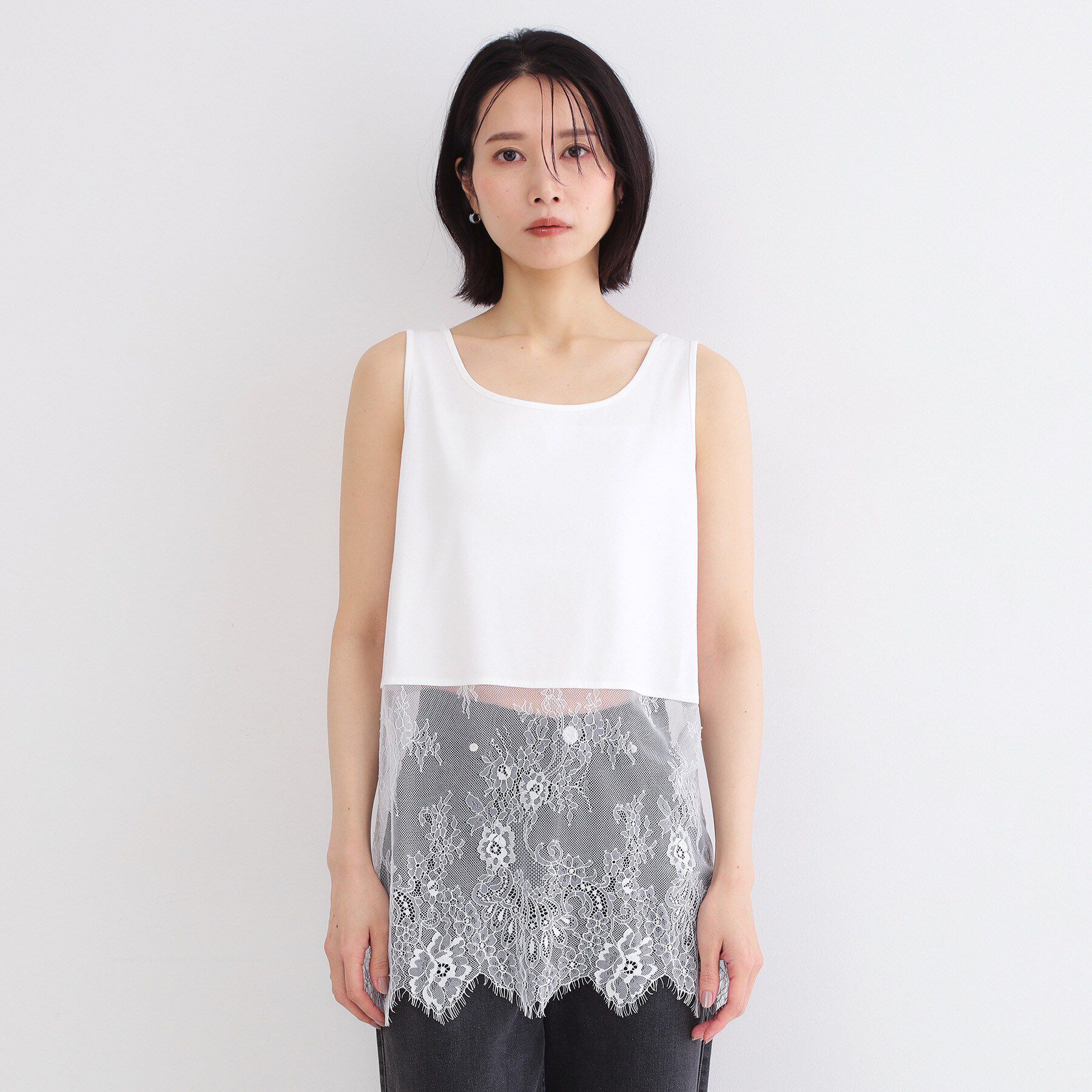 OPAQUE.CLIP「裾レースタンクトップ【洗濯機OK】」|キャミソール|