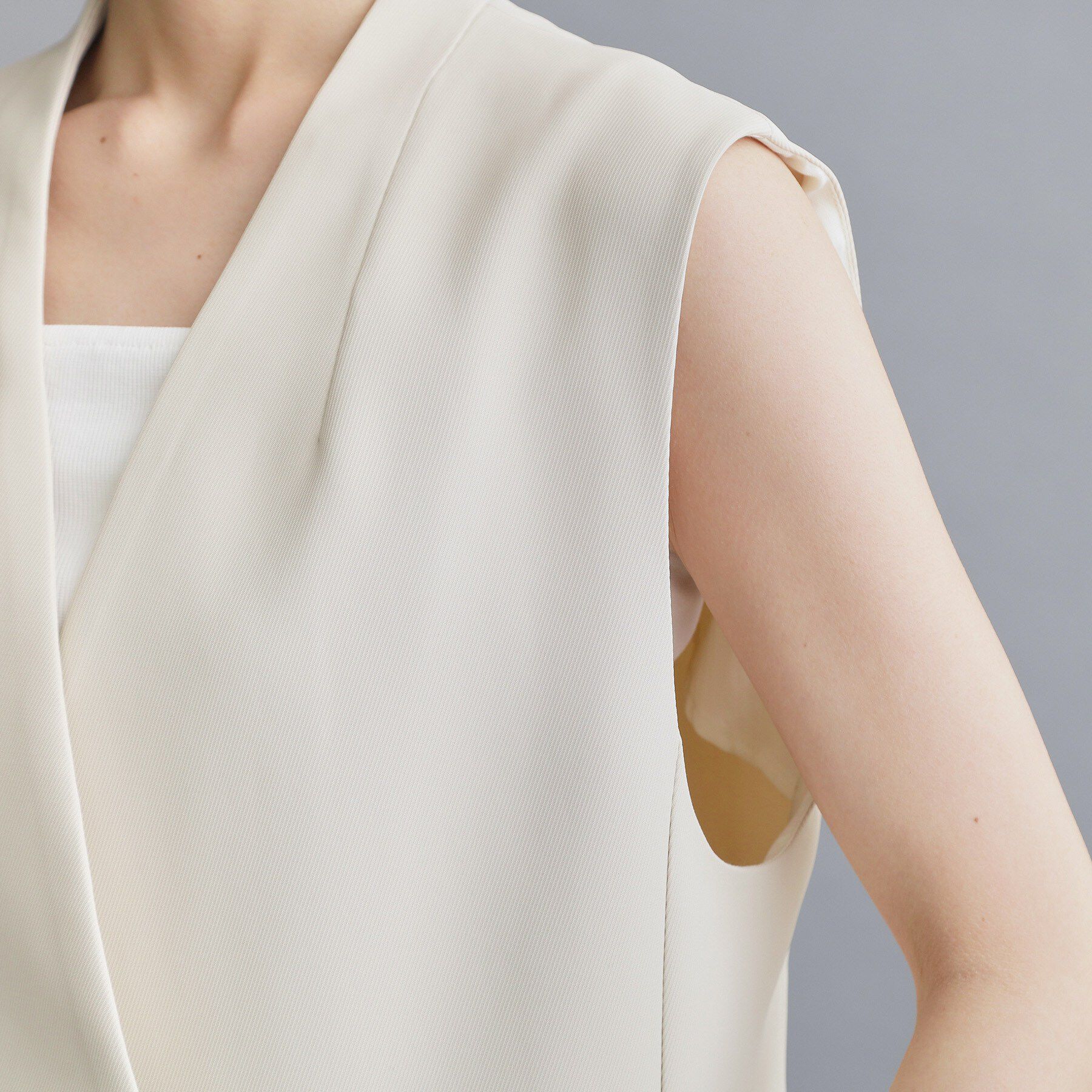 OPAQUE.CLIP「【es】ダブルブレストノーカラージレ/セットアップ対応可【洗える】」|ベスト・ジレ|