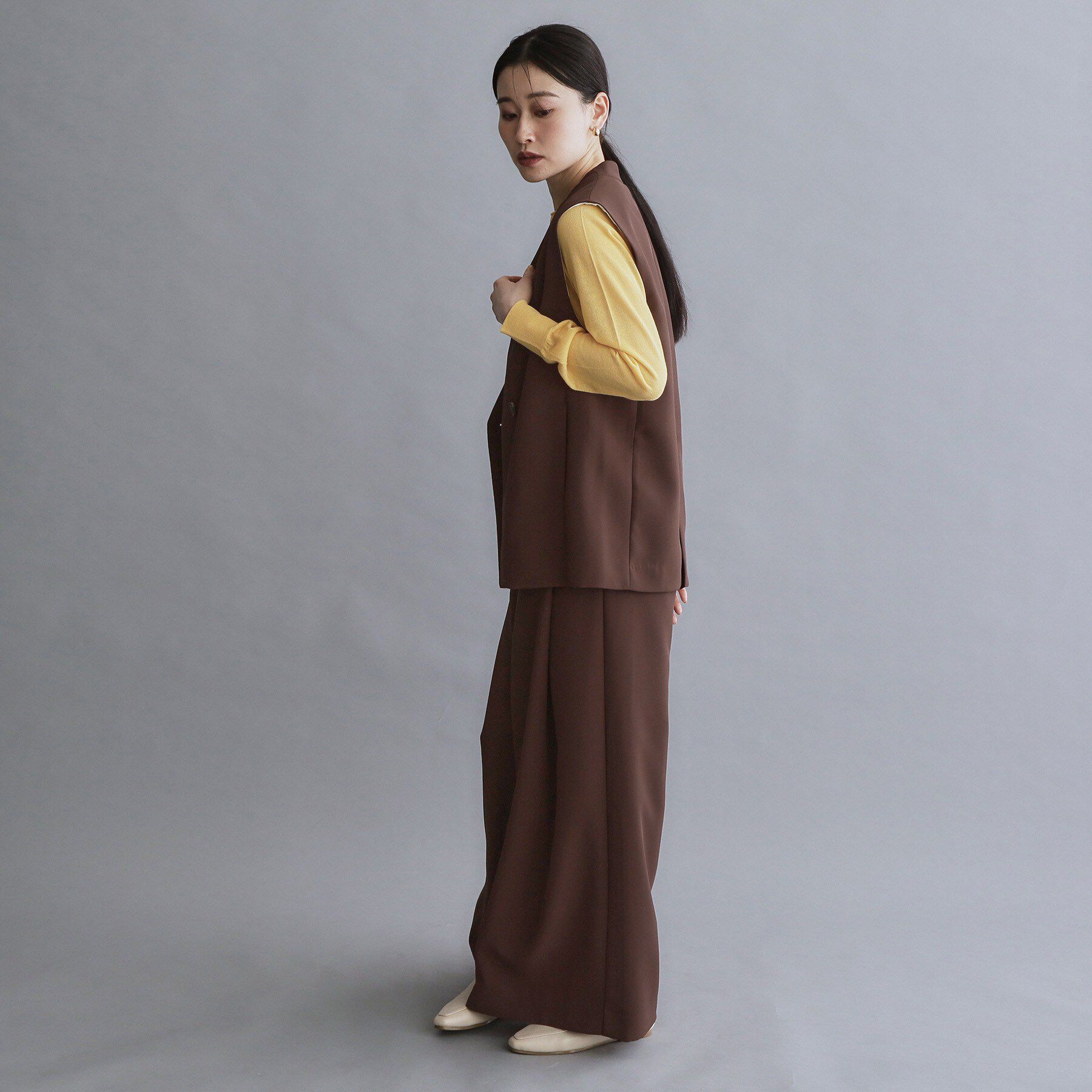 OPAQUE.CLIP「【es】ダブルブレストノーカラージレ/セットアップ対応可【洗える】」|ベスト・ジレ|