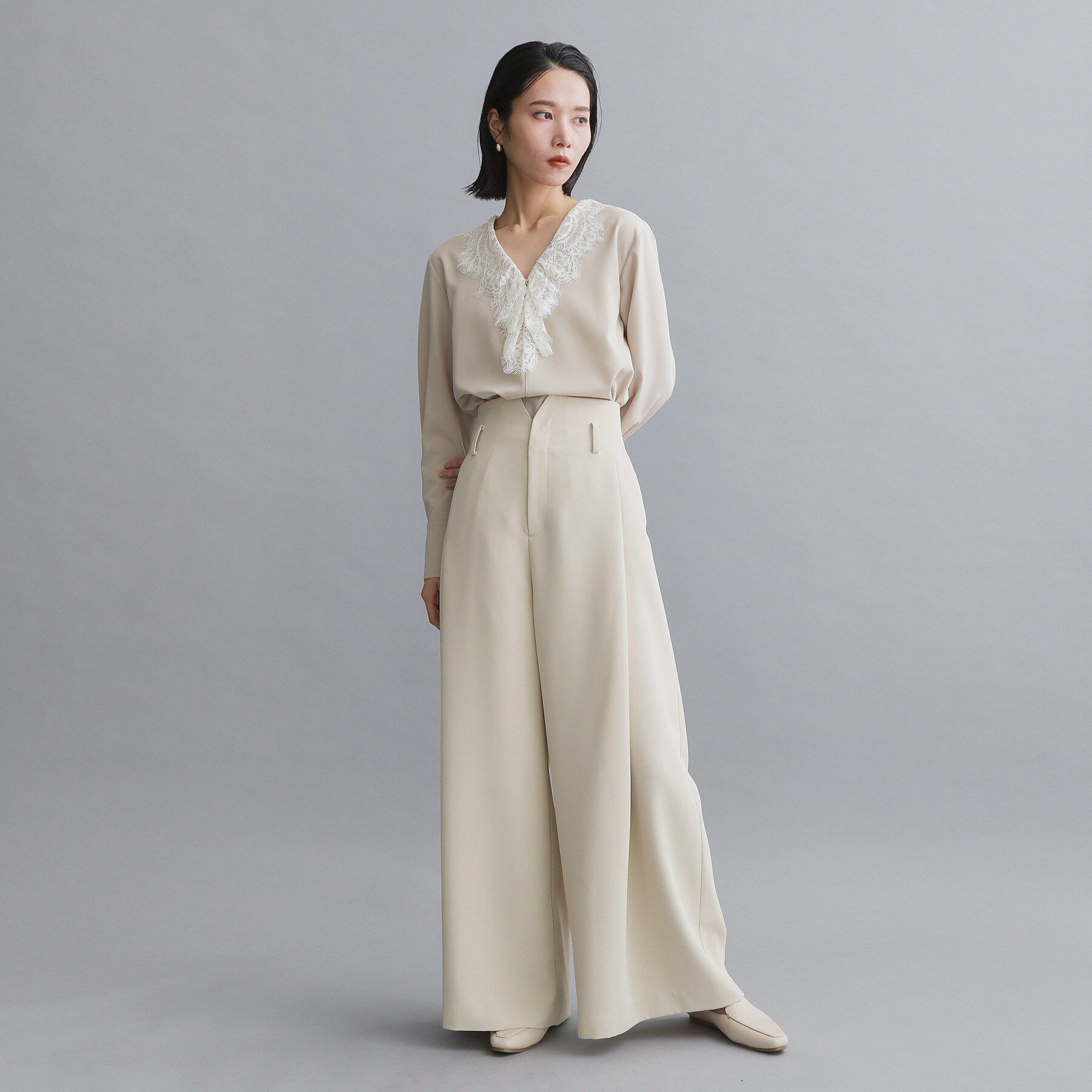 OPAQUE.CLIP「【es】ハイウエストタックワイドパンツ/セットアップ対応可【洗濯機OK】」|その他|