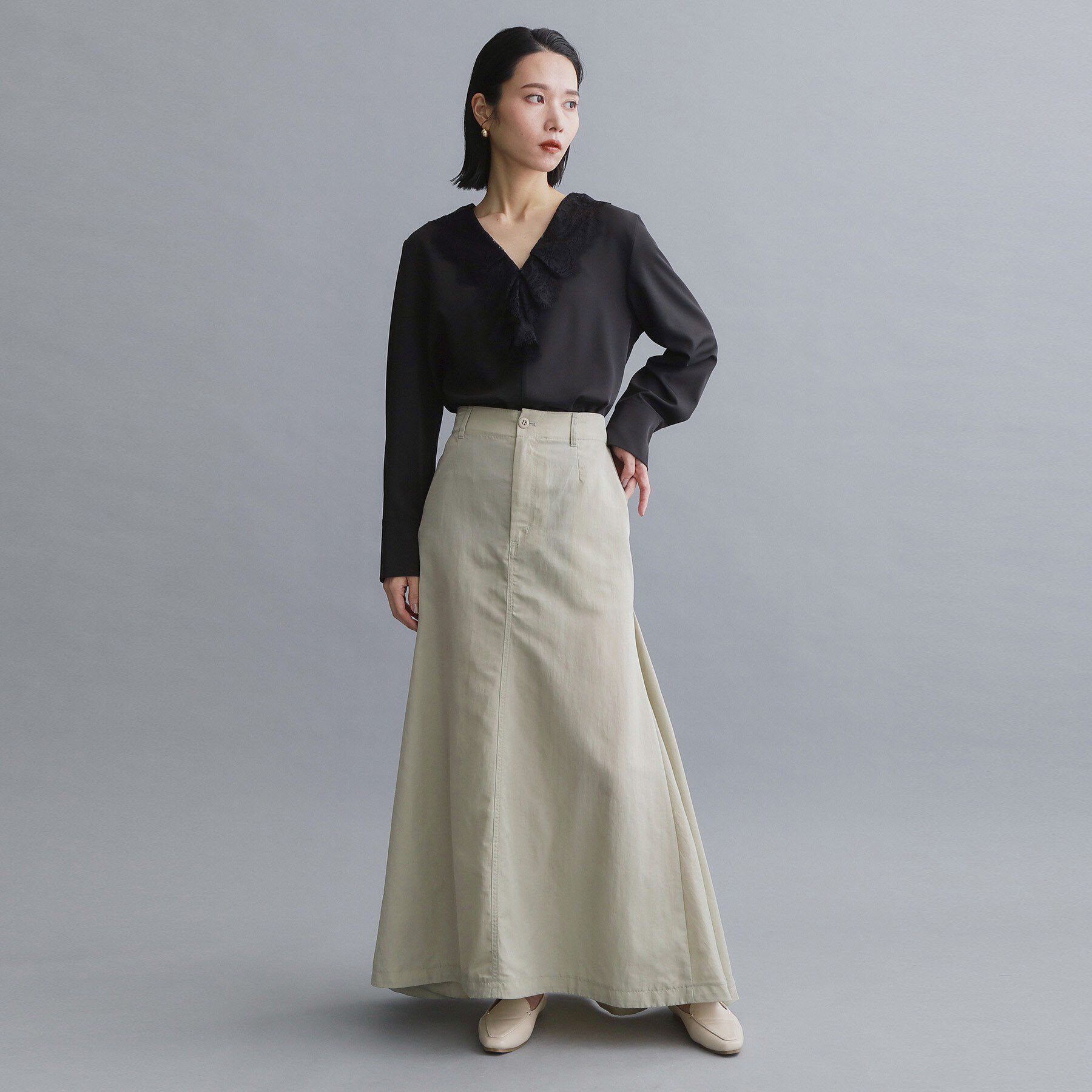 OPAQUE.CLIP「【es】サーキュラーロングフレアスカート【洗濯機OK】」|スカート|