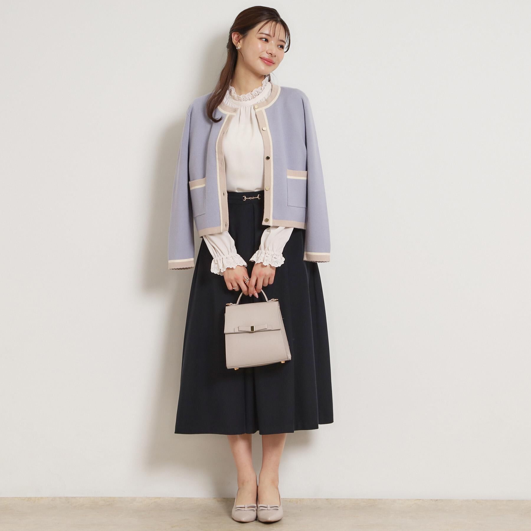 Couture broach「【ハレの日・通勤・着映え】配色 総針カーディガン」|カーディガン|