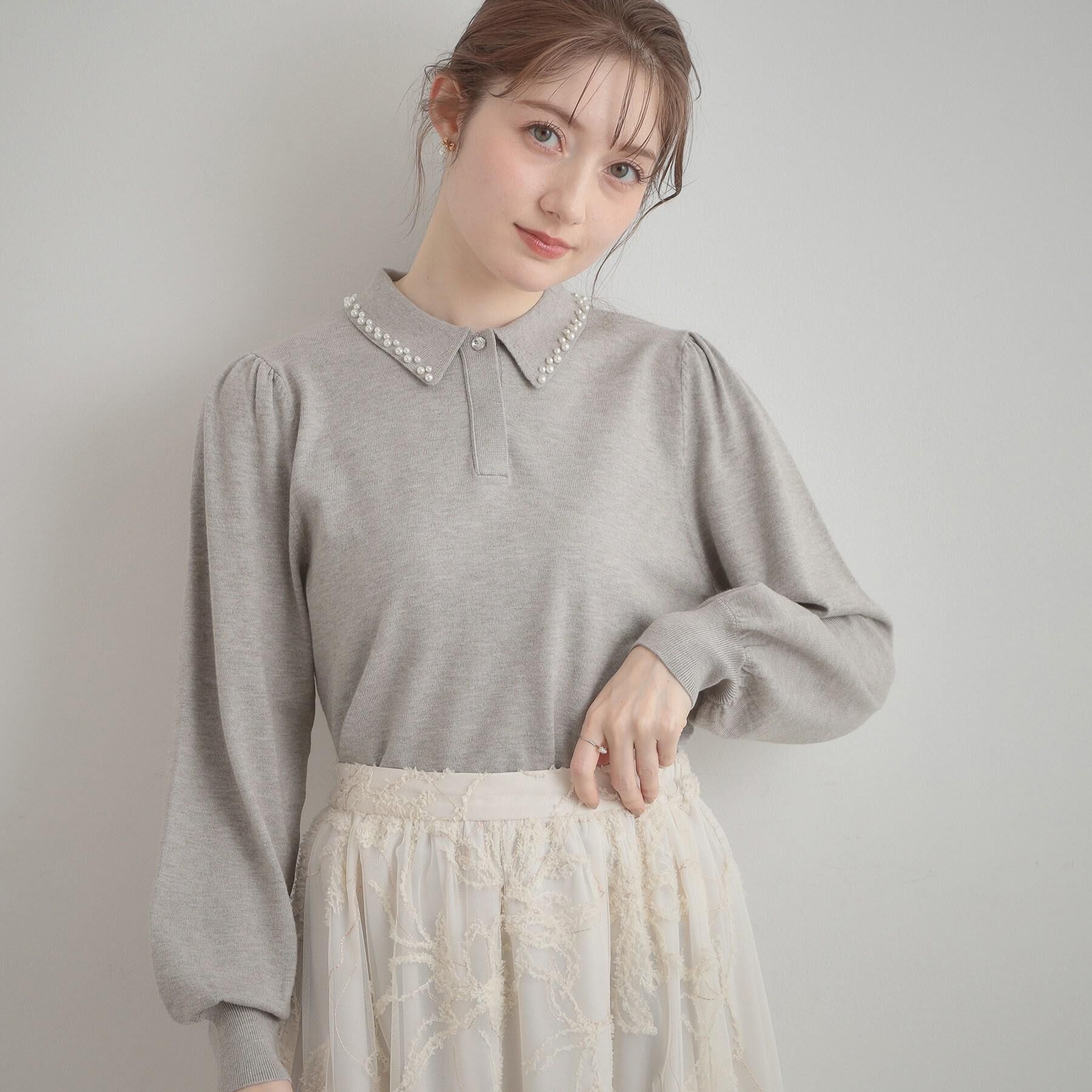 Couture broach「【洗える・着映え】パール調衿ニット」|ニット・セーター|