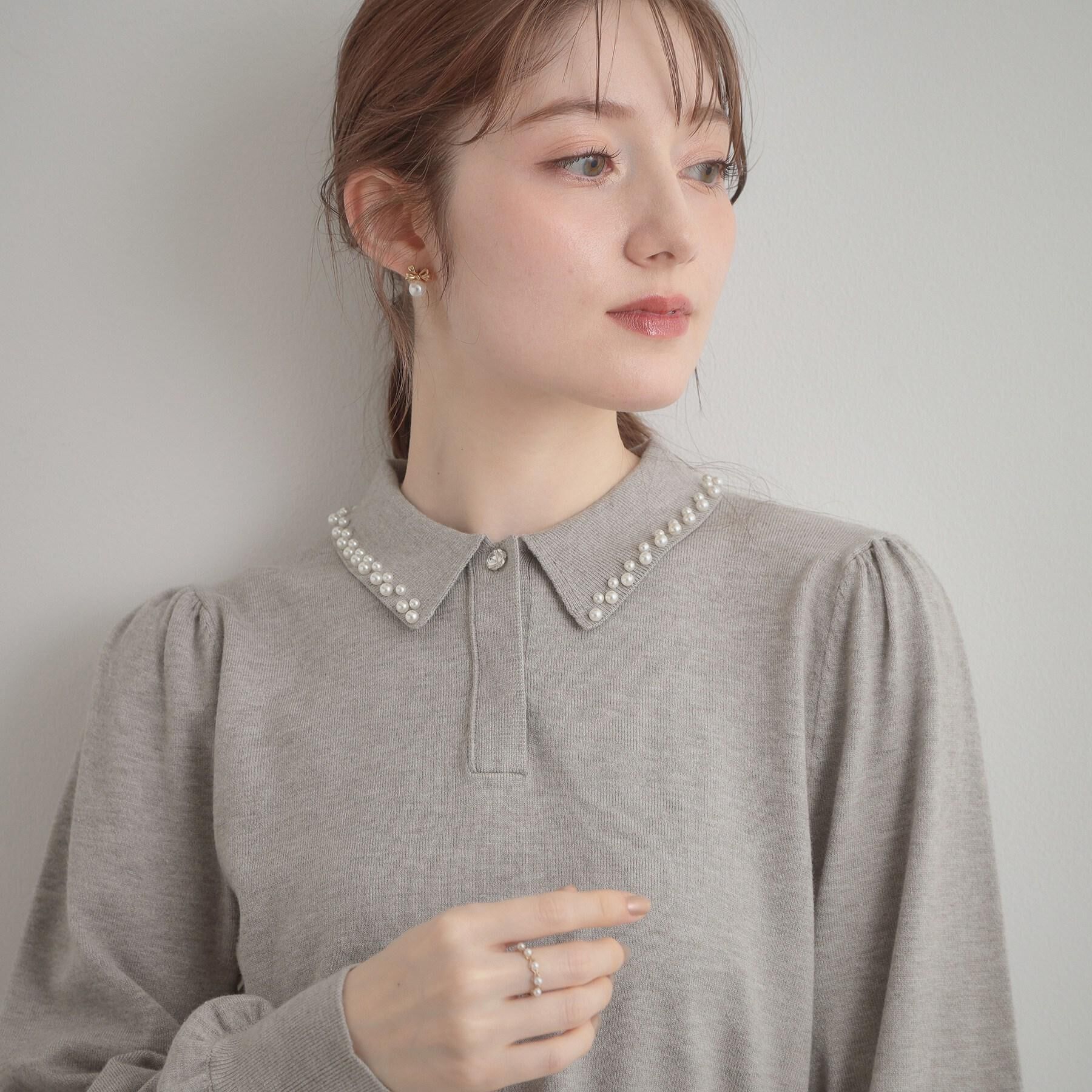 Couture broach「【洗える・着映え】パール調衿ニット」|ニット・セーター|