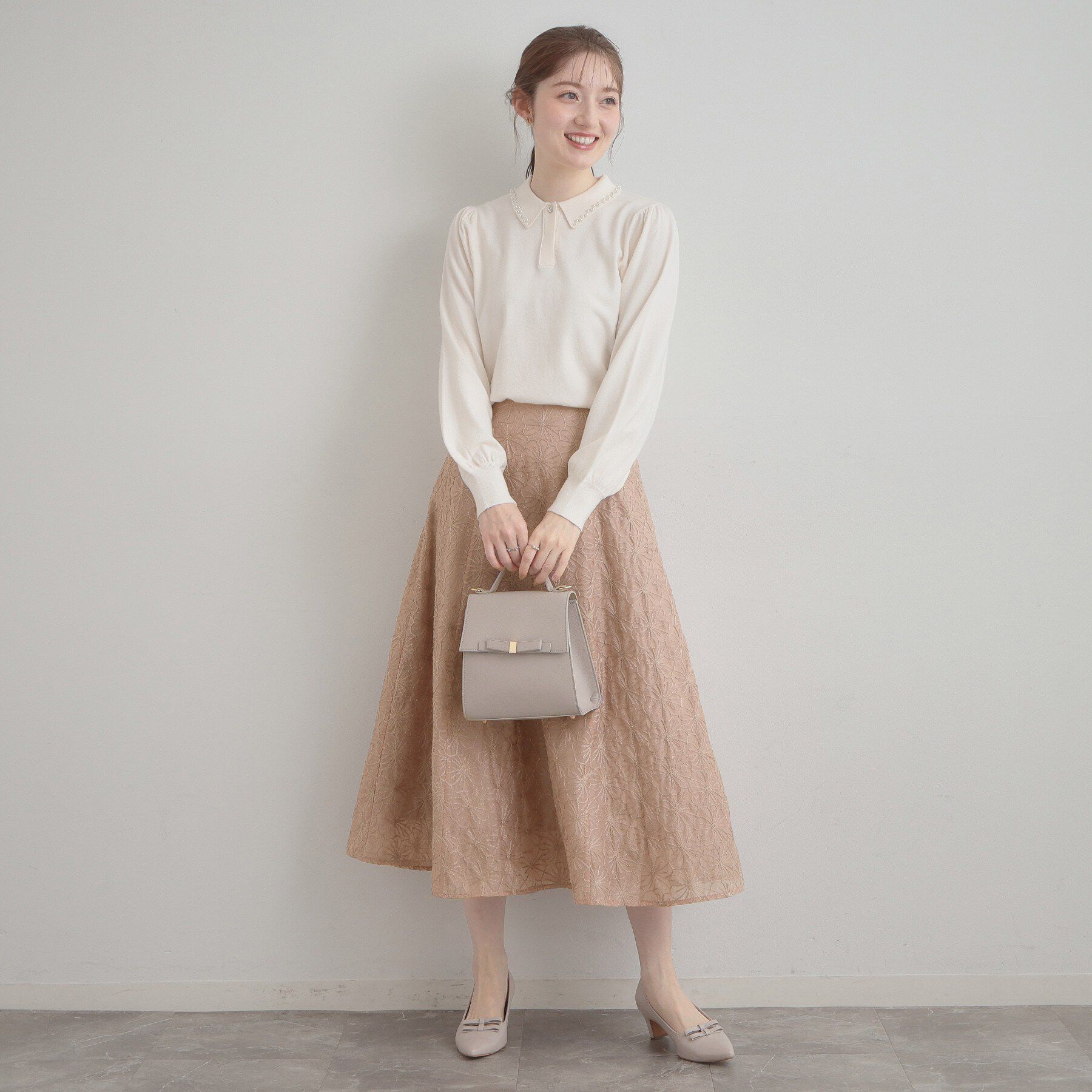 Couture broach「【洗える・着映え・通勤】フラワーエンブロスカート」|スカート|