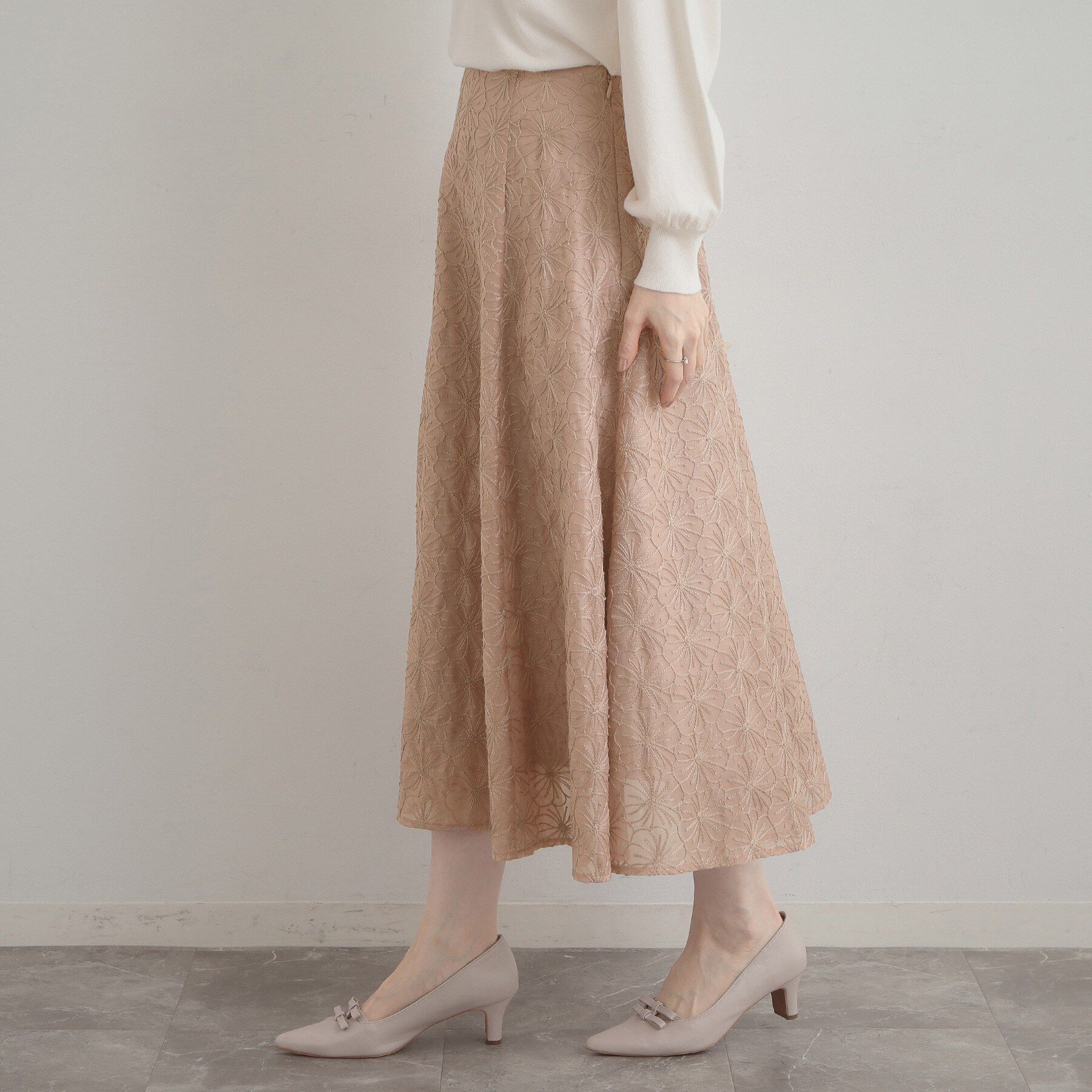 Couture broach「【洗える・着映え・通勤】フラワーエンブロスカート」|スカート|