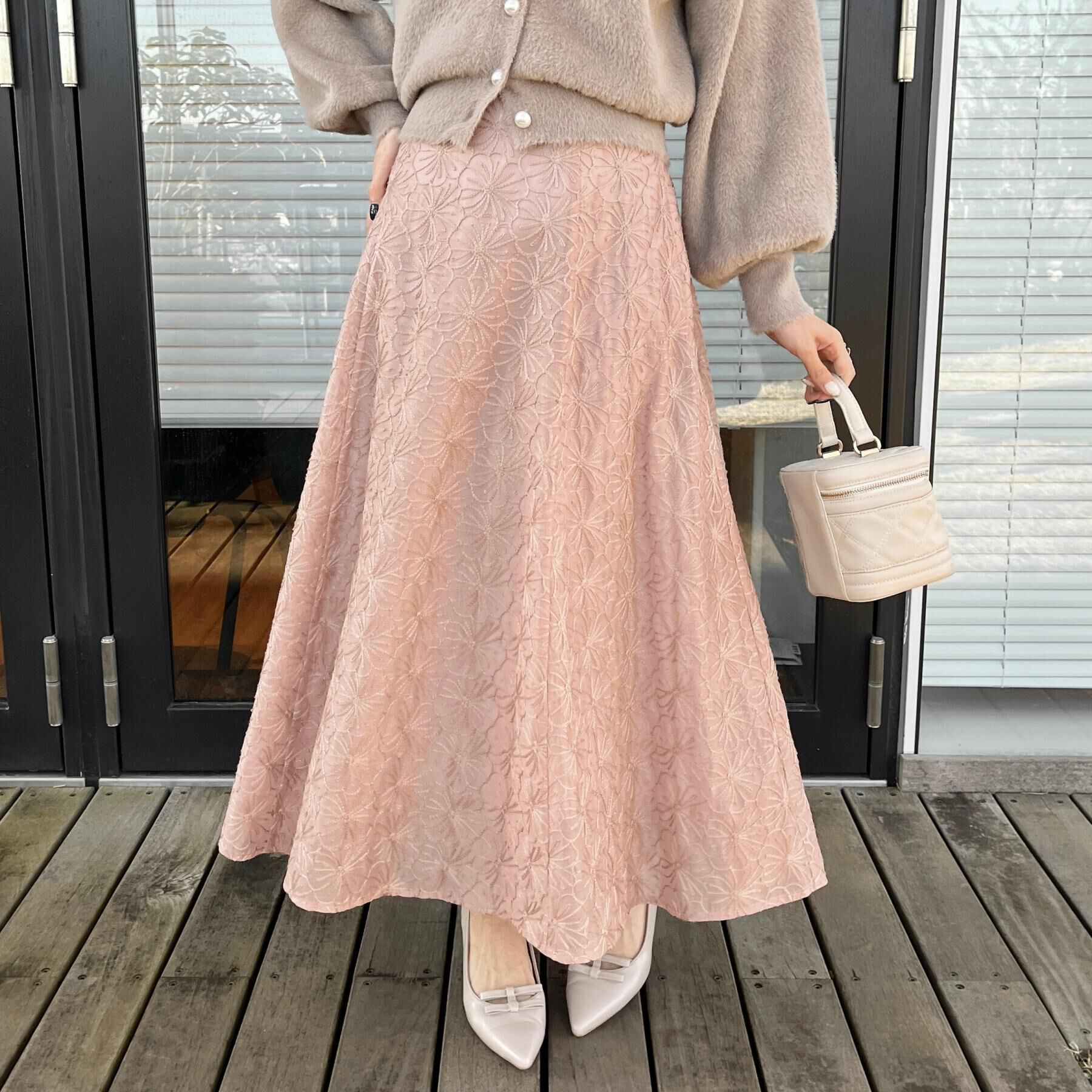 Couture broach「【洗える・着映え・通勤】フラワーエンブロスカート」|スカート|