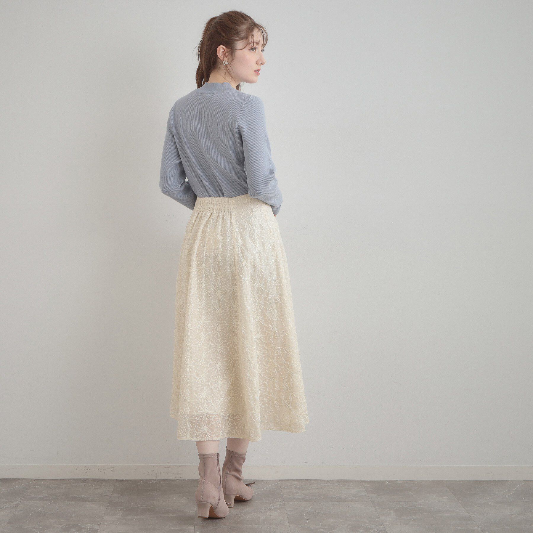 Couture broach「【洗える・着映え・通勤】フラワーエンブロスカート」|スカート|