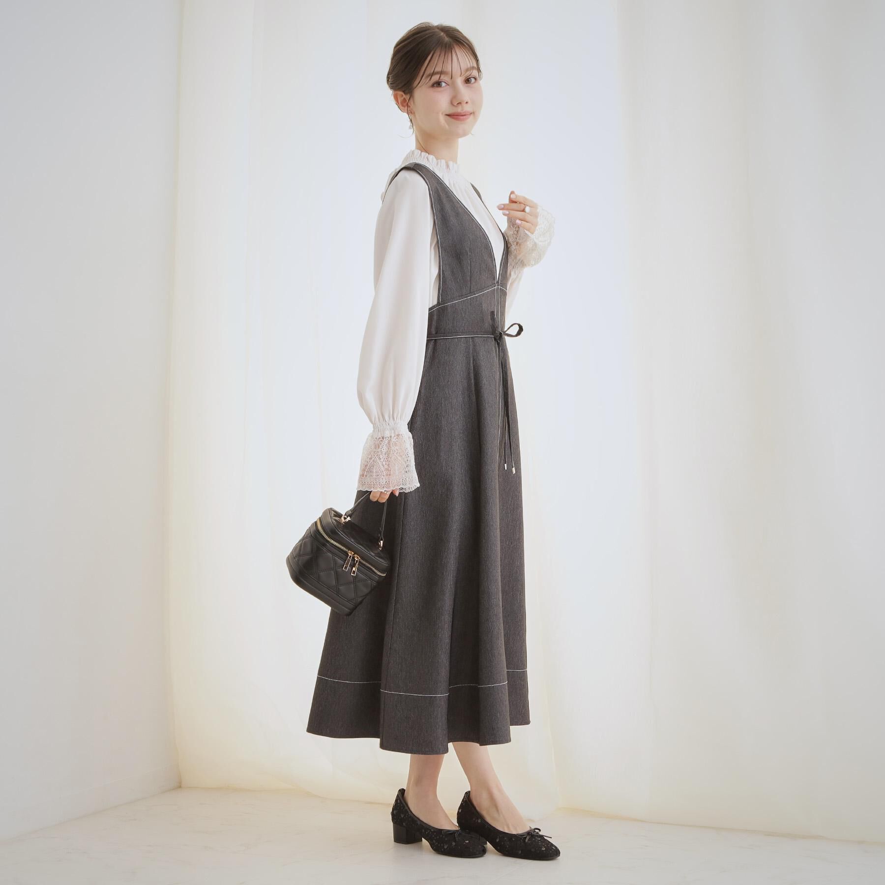 Couture broach「【通勤・着映え】レースカフス ピコシャーリング バックリボンブラウス」|シャツ・ブラウス|