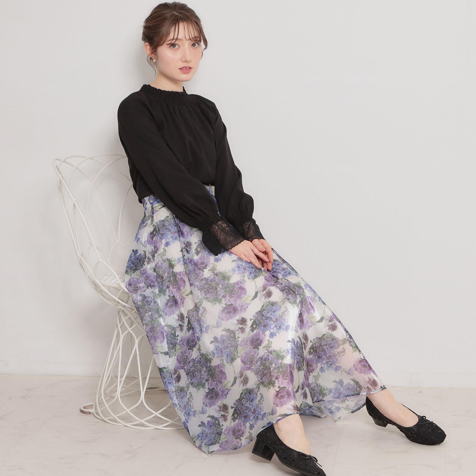 Couture broach「【通勤・着映え】レースカフス ピコシャーリング バックリボンブラウス」|シャツ・ブラウス|