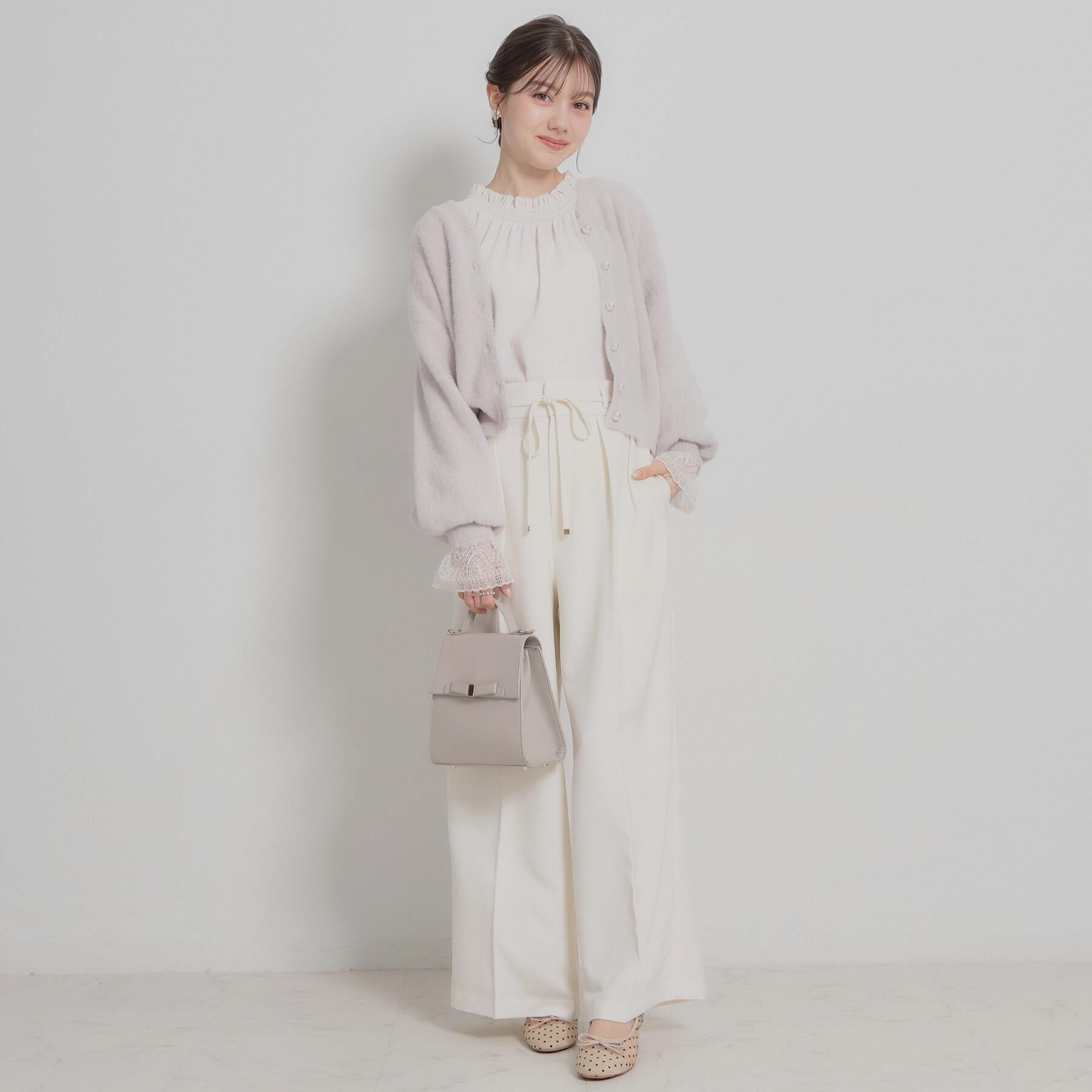 Couture broach「【通勤・着映え】レースカフス ピコシャーリング バックリボンブラウス」|シャツ・ブラウス|