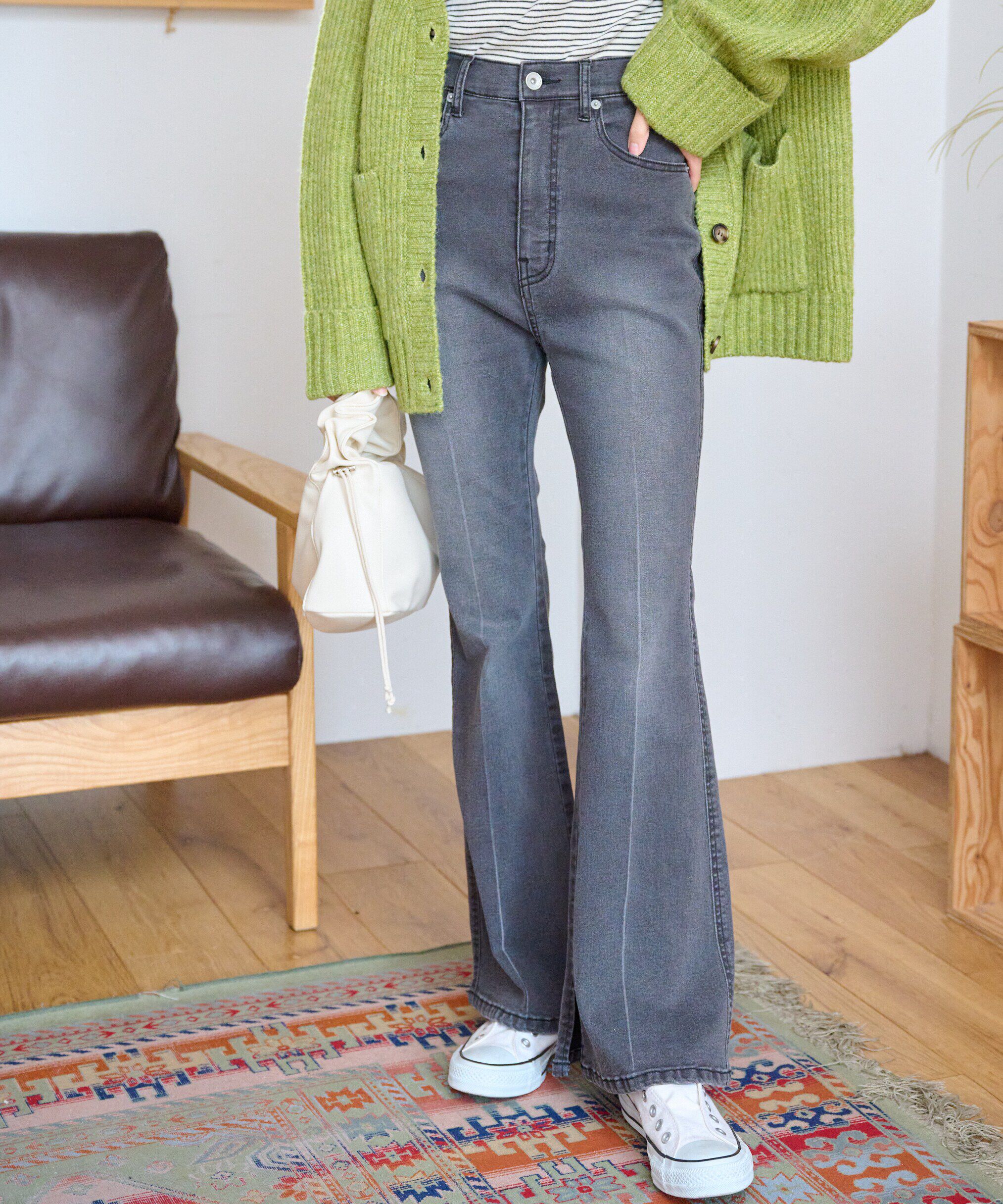  「[Sシリーズ対応商品]内スリットベルボトムデニムパンツ」|その他|