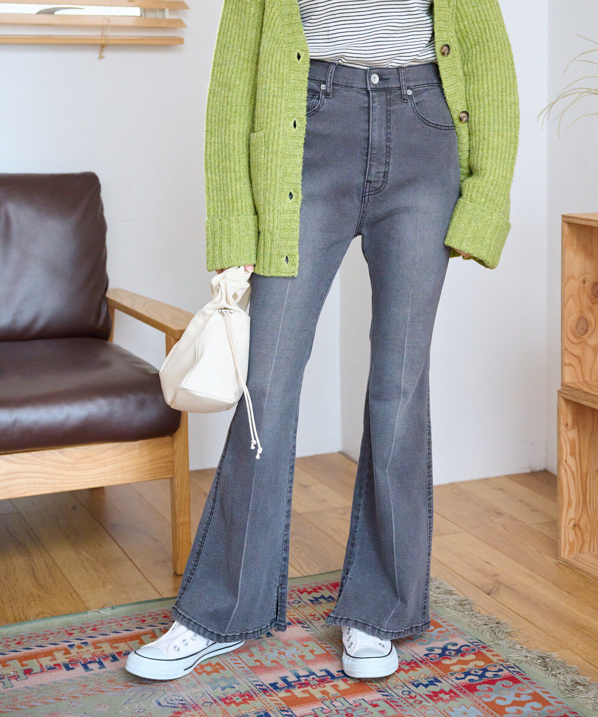  「[Sシリーズ対応商品]内スリットベルボトムデニムパンツ」|その他|