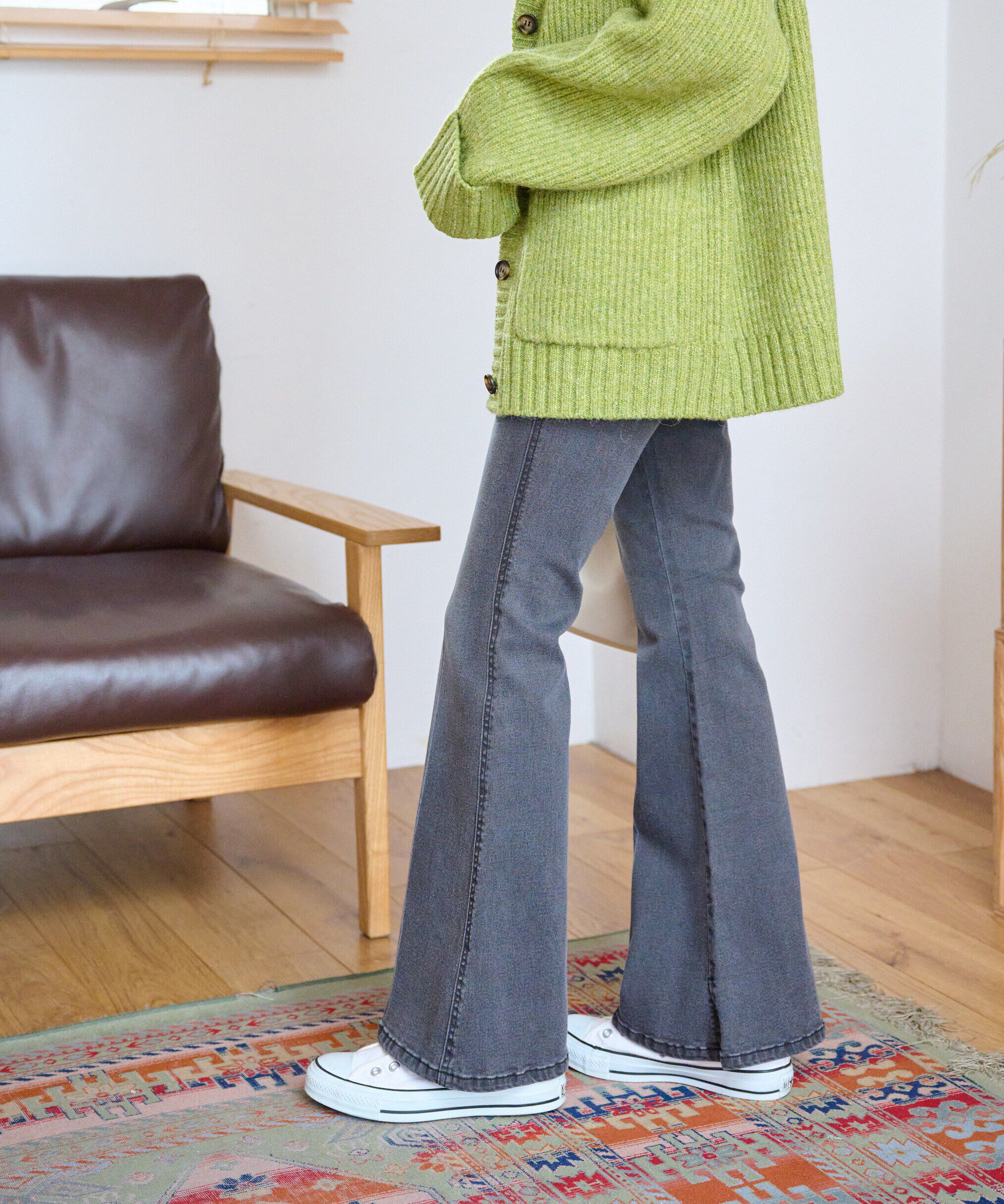  「[Sシリーズ対応商品]内スリットベルボトムデニムパンツ」|その他|