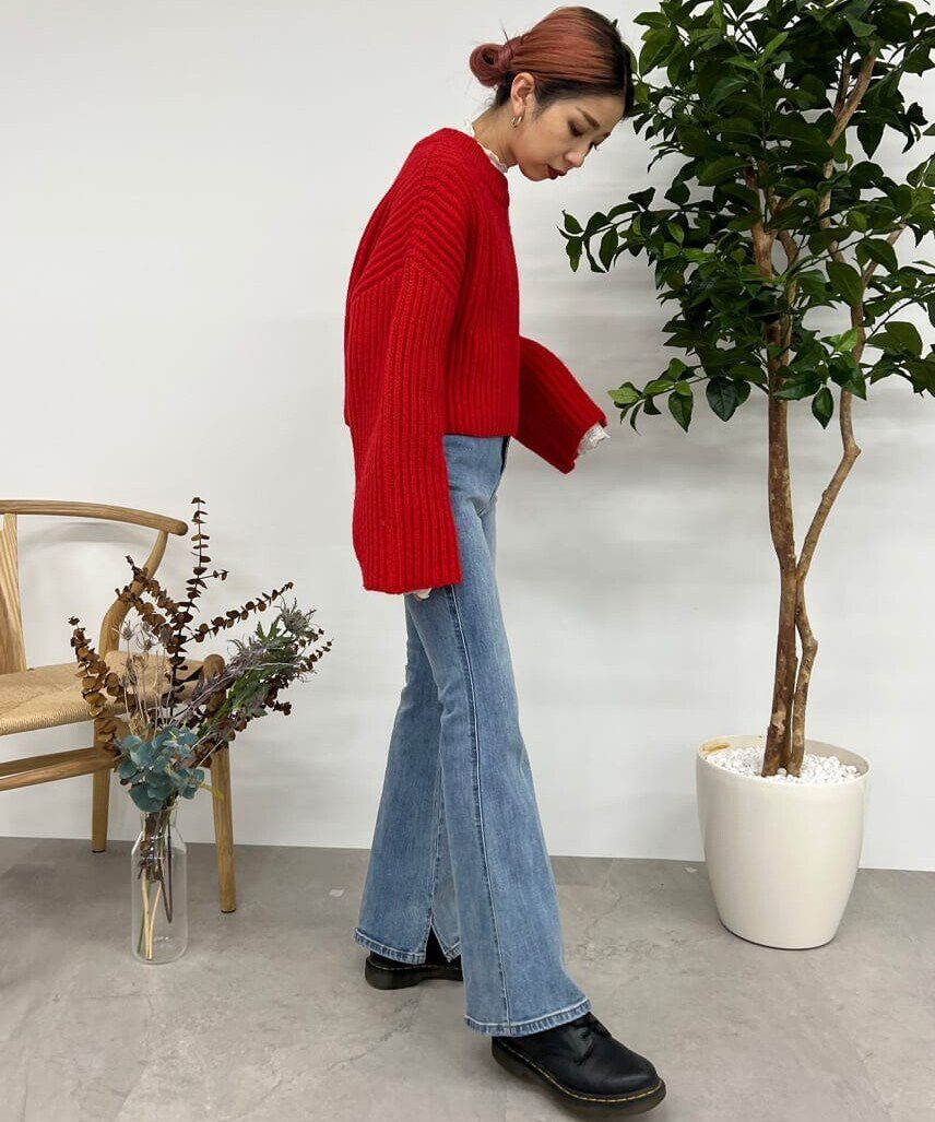  「[Sシリーズ対応商品]内スリットベルボトムデニムパンツ」|その他|