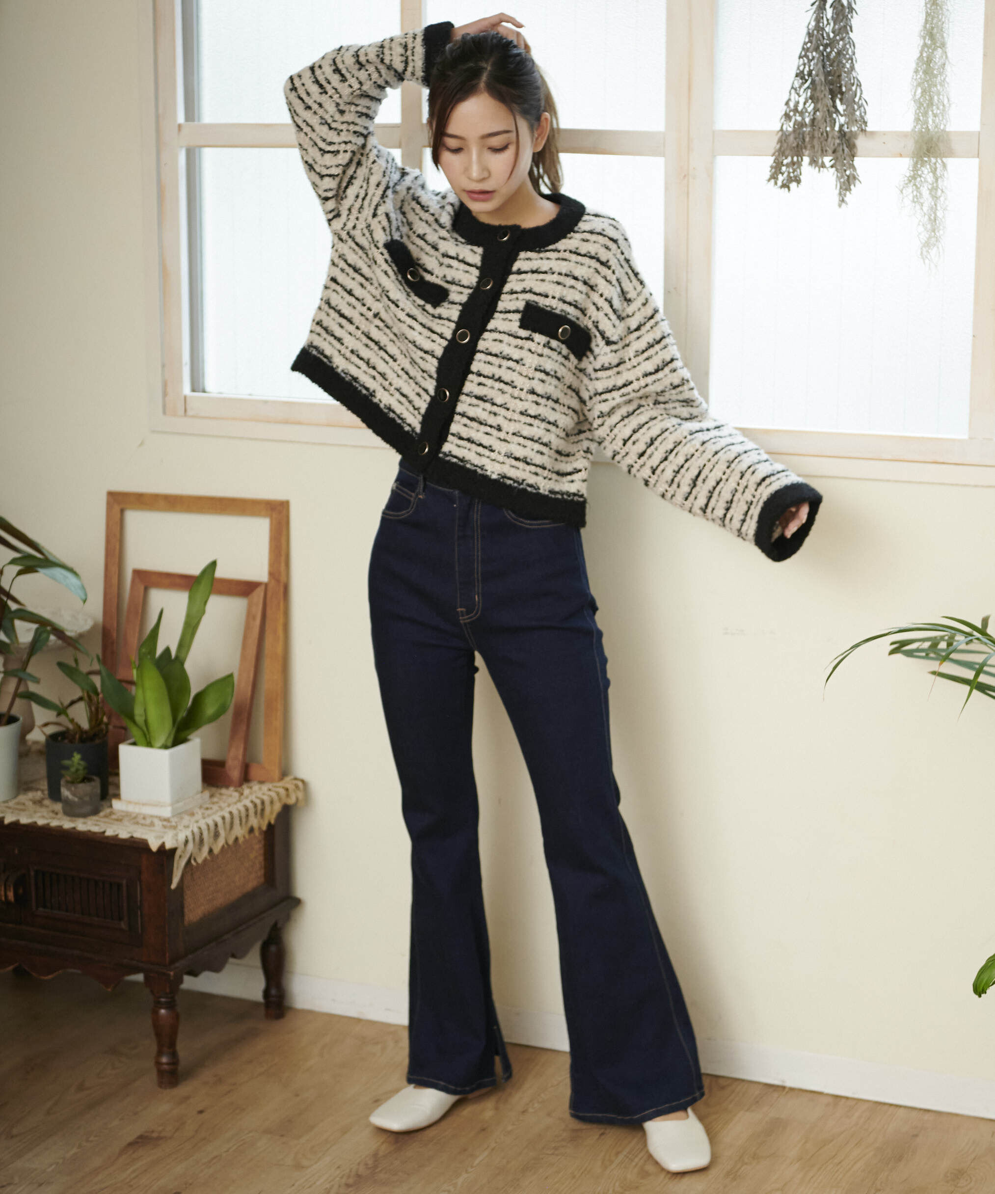  「[Sシリーズ対応商品]内スリットベルボトムデニムパンツ」|その他|