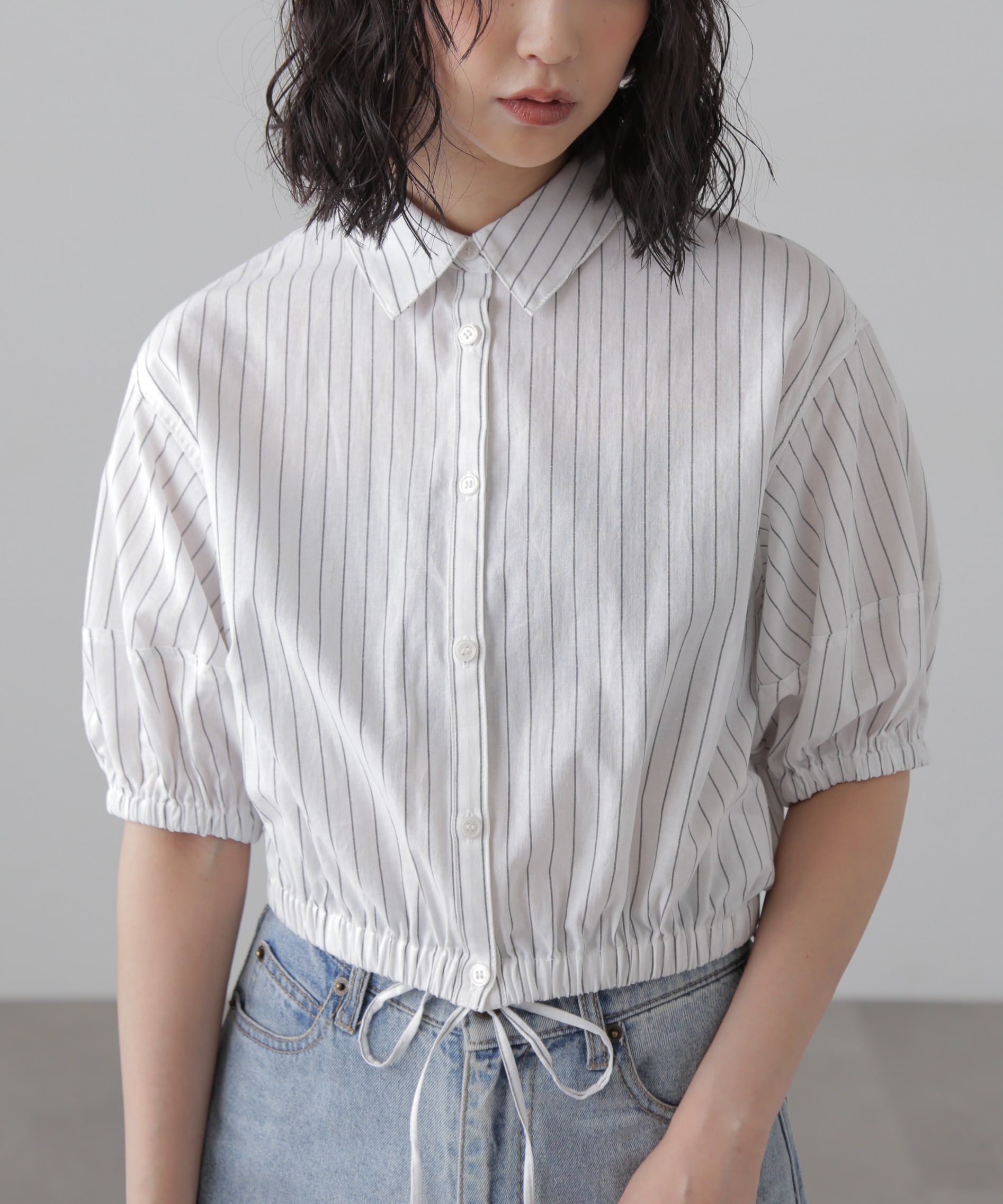  「裾ドロスト半袖ブラウス」|シャツ・ブラウス|