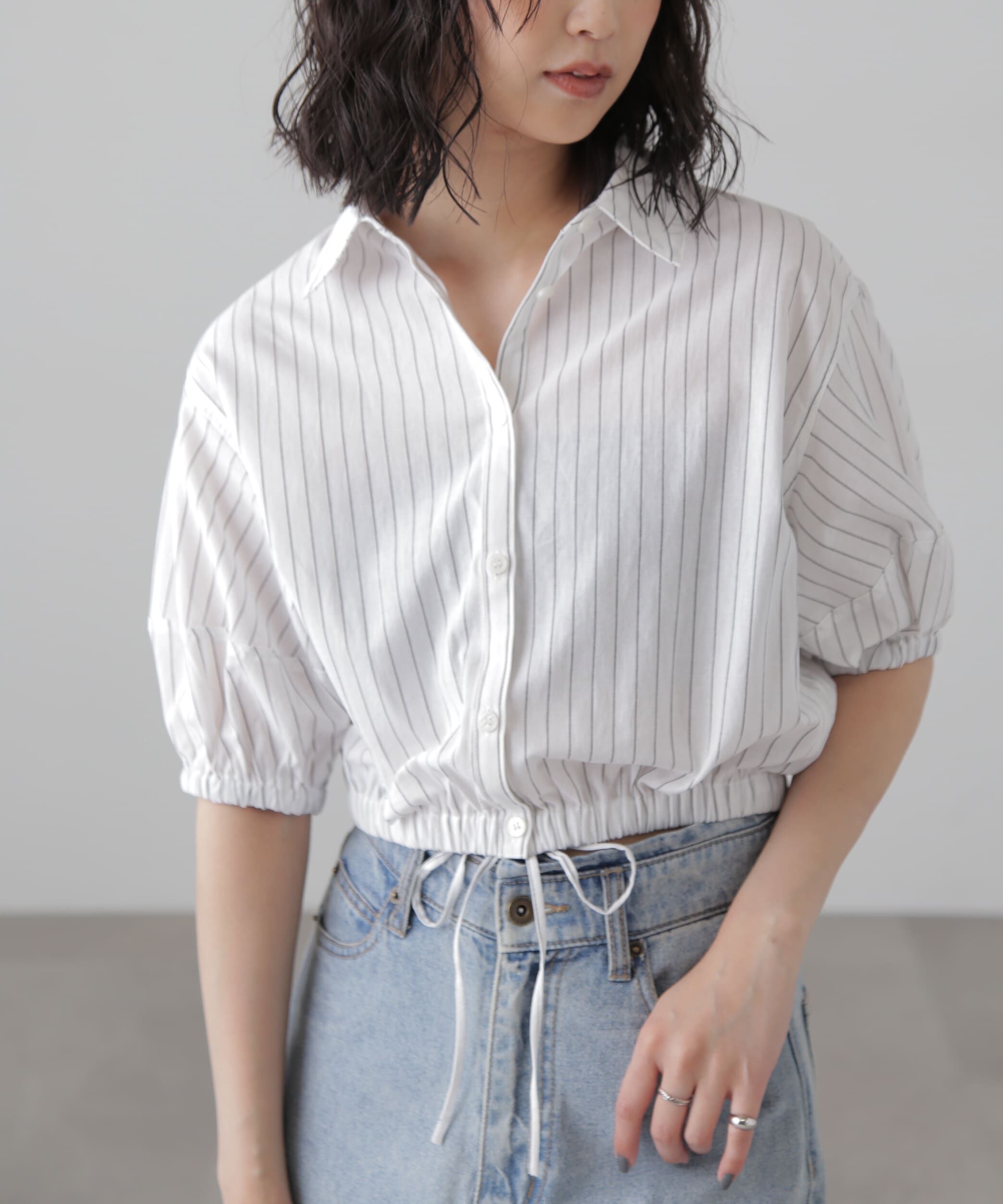  「裾ドロスト半袖ブラウス」|シャツ・ブラウス|