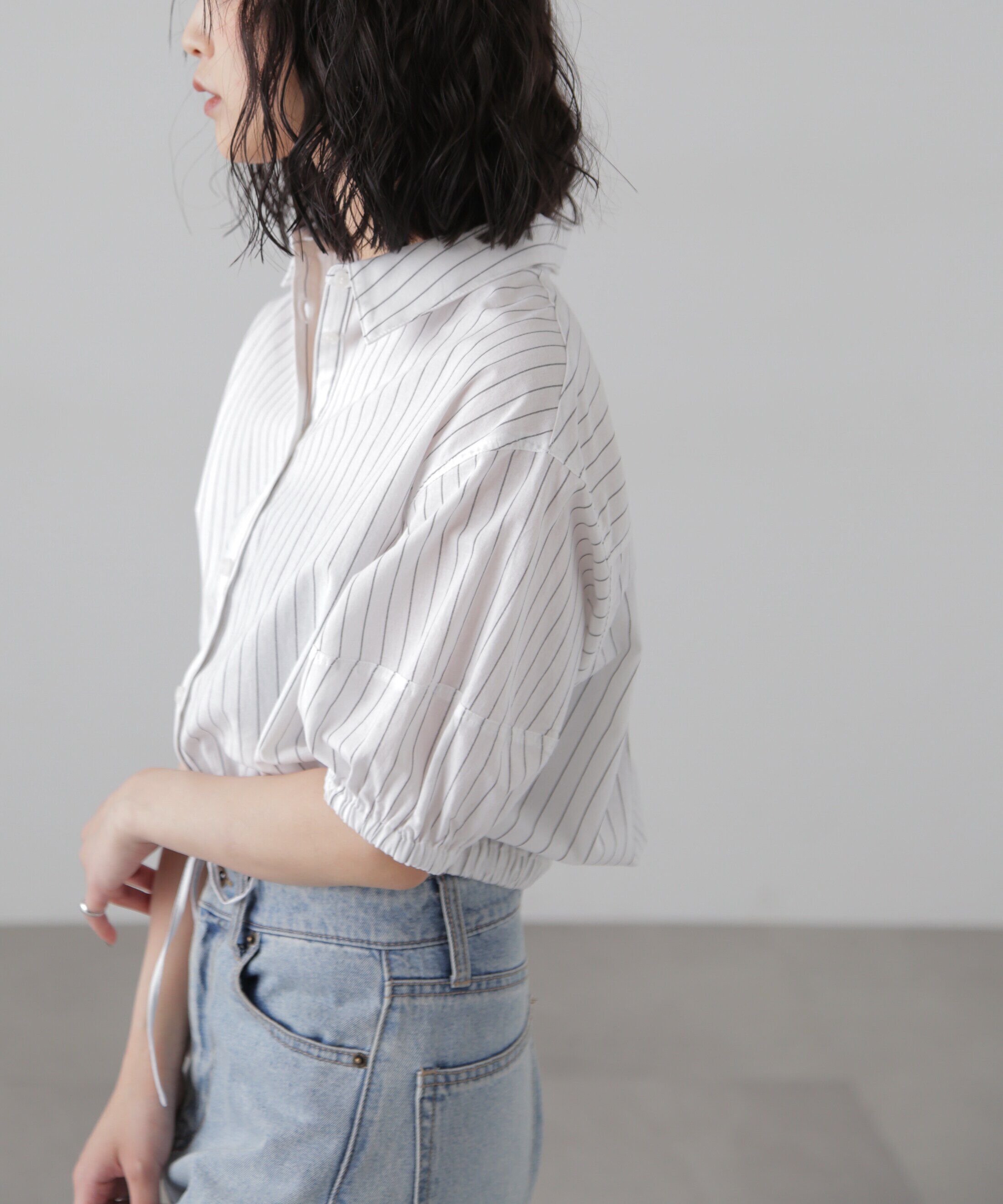  「裾ドロスト半袖ブラウス」|シャツ・ブラウス|