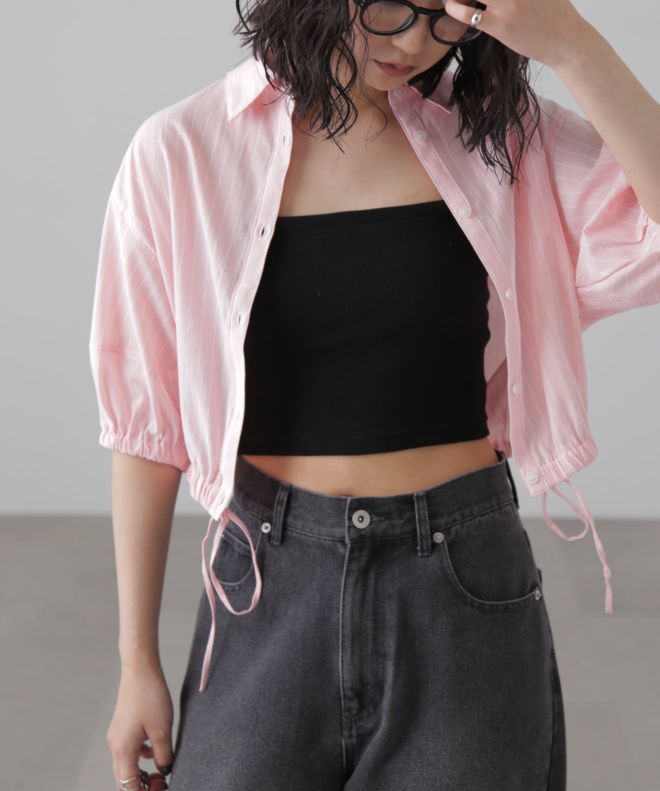  「裾ドロスト半袖ブラウス」|シャツ・ブラウス|