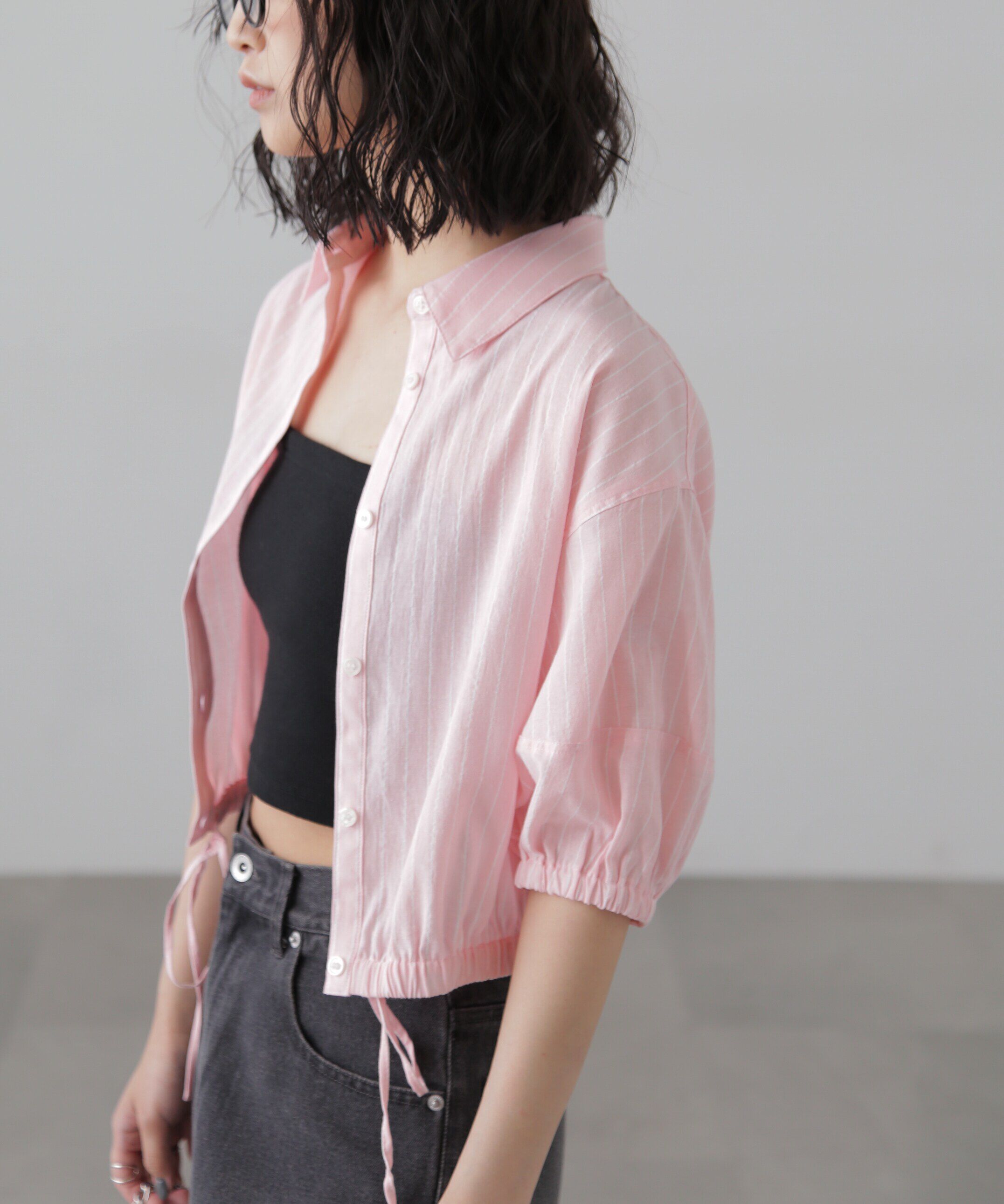  「裾ドロスト半袖ブラウス」|シャツ・ブラウス|